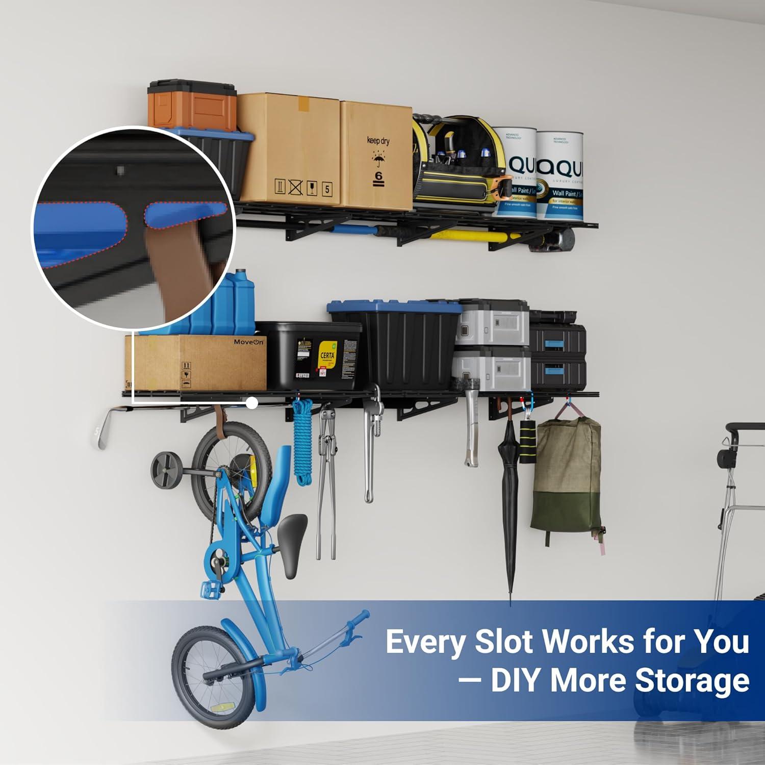 image:imageFLEXIMOUNTS 12inchby72inch Wall Shelf Garage Storage Rack Wall Mounted Floating Shelves1x6ftBlack 2Pack Classic SeriesBlack