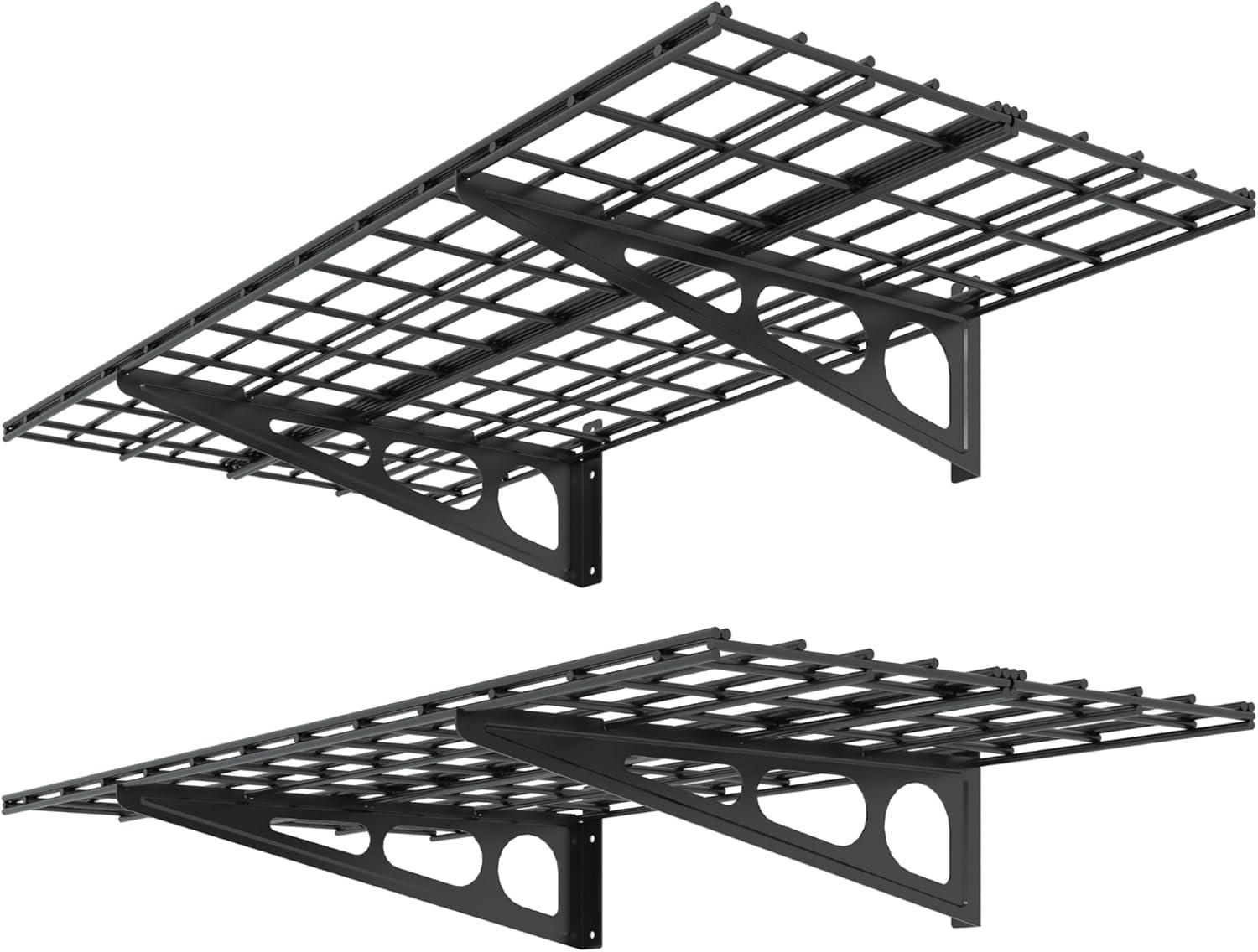 image:imageFLEXIMOUNTS 12inchby72inch Wall Shelf Garage Storage Rack Wall Mounted Floating Shelves1x6ftBlack 2Pack Classic SeriesBlack