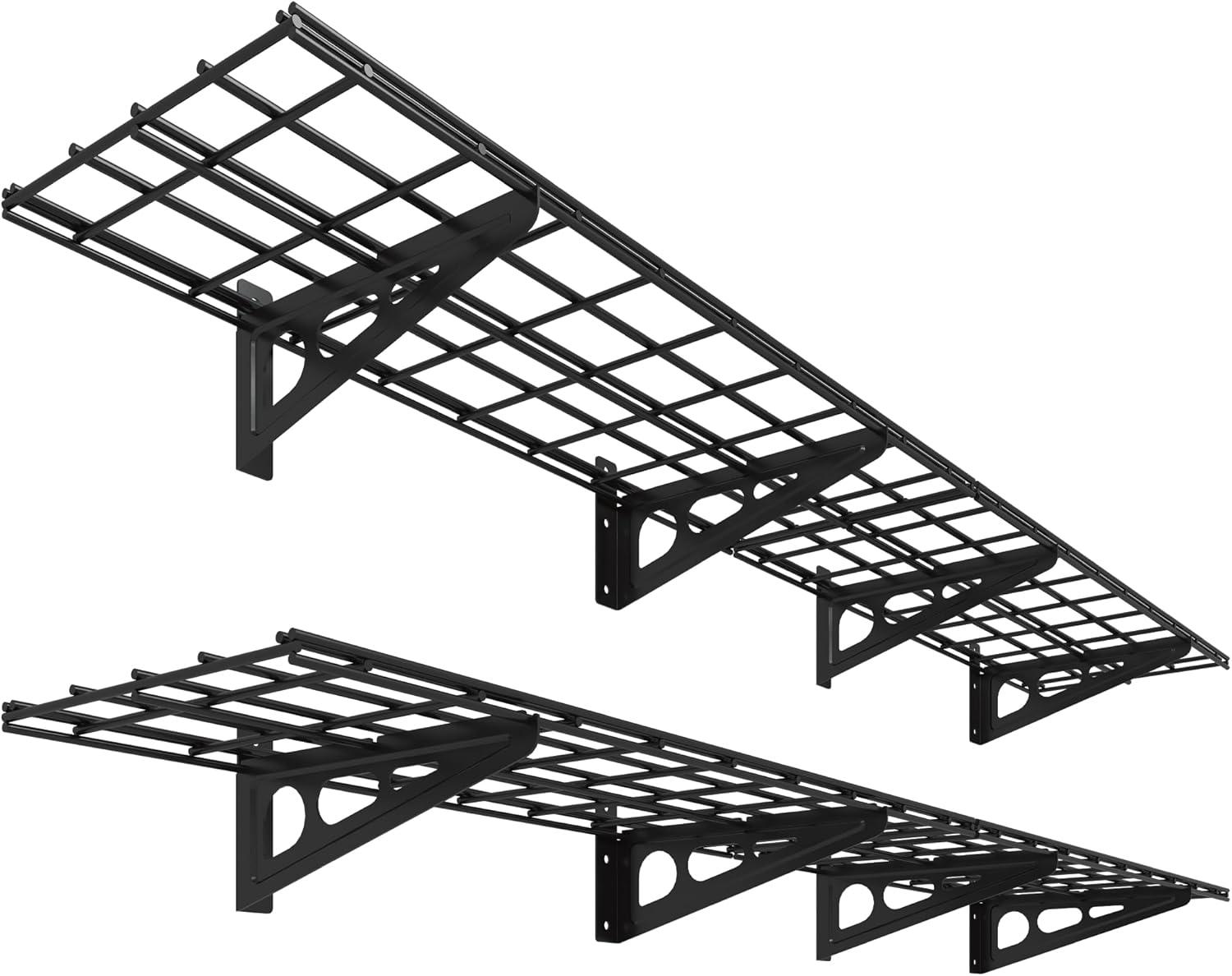 image:imageFLEXIMOUNTS 12inchby72inch Wall Shelf Garage Storage Rack Wall Mounted Floating Shelves1x6ftBlack 2Pack Classic SeriesBlack