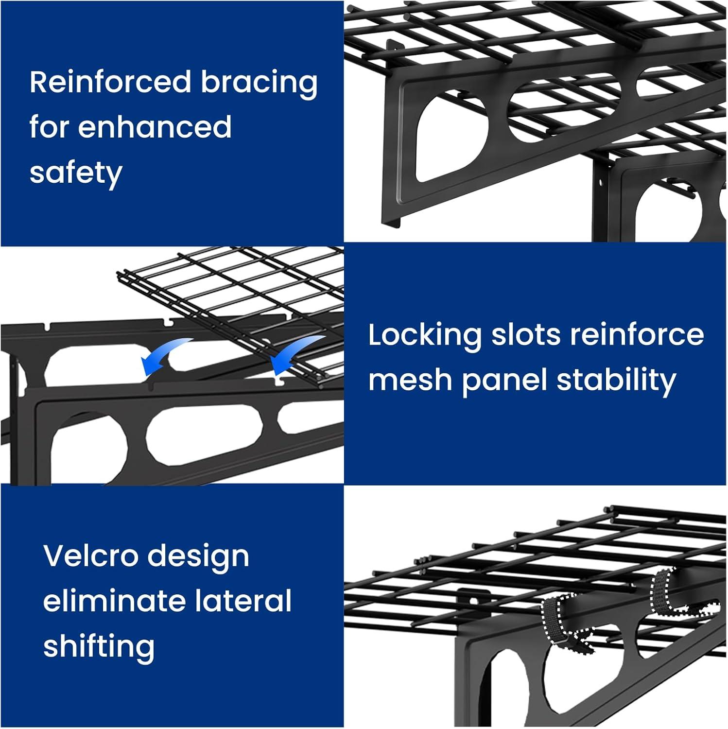 image:imageFLEXIMOUNTS 12inchby72inch Wall Shelf Garage Storage Rack Wall Mounted Floating Shelves1x6ftBlack 2Pack Classic SeriesBlack