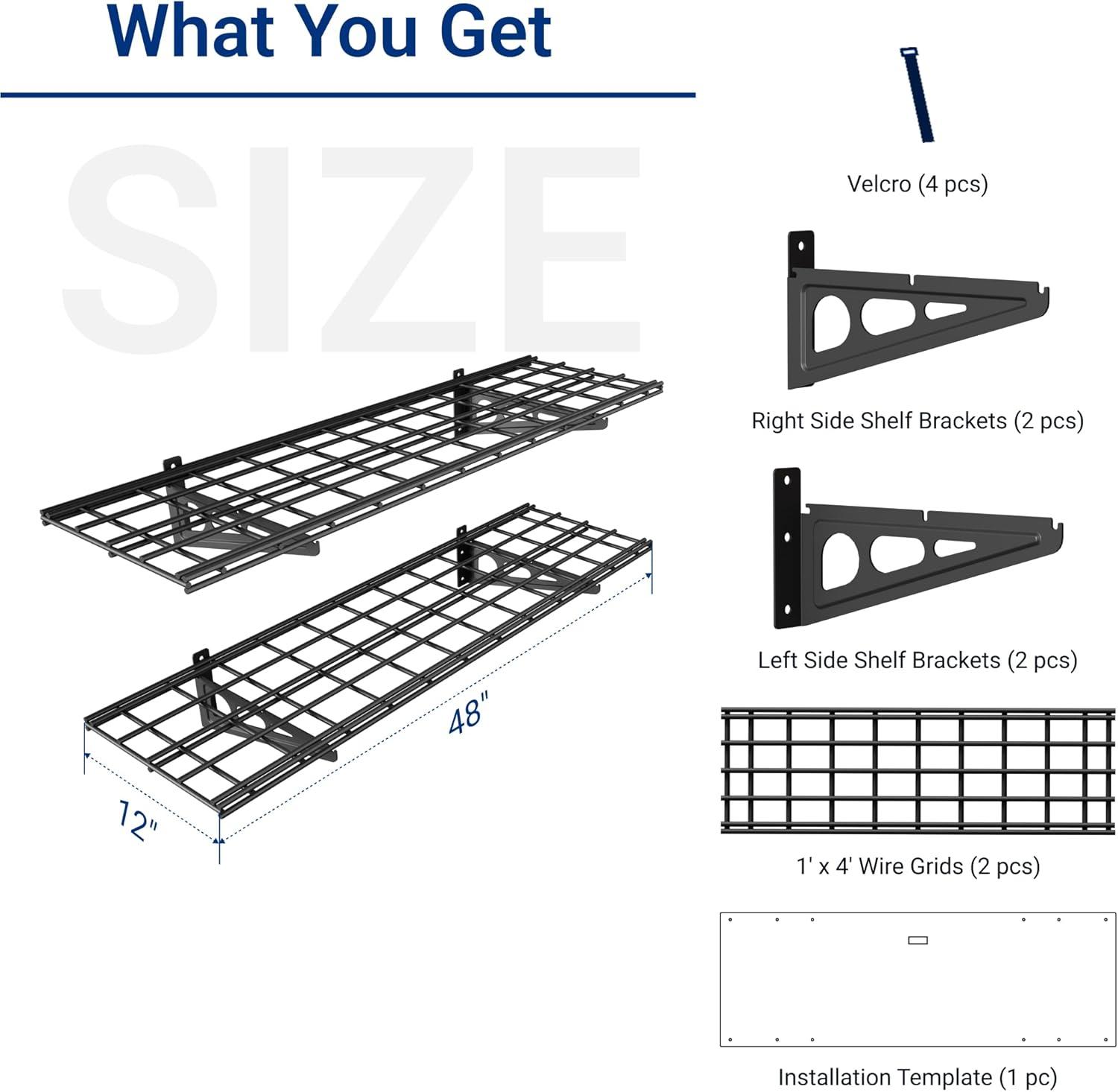 image:imageFLEXIMOUNTS 12inchby72inch Wall Shelf Garage Storage Rack Wall Mounted Floating Shelves1x6ftBlack 2Pack Classic SeriesBlack
