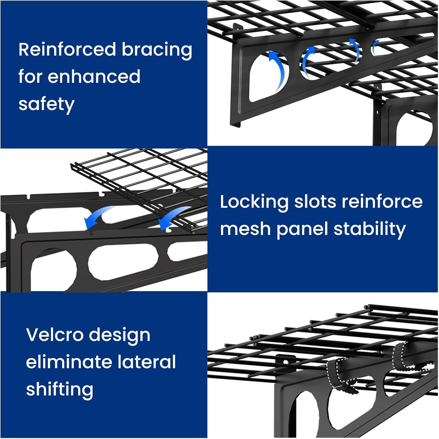 image:imageFLEXIMOUNTS 12inchby72inch Wall Shelf Garage Storage Rack Wall Mounted Floating Shelves1x6ftBlack 2Pack Classic SeriesBlack