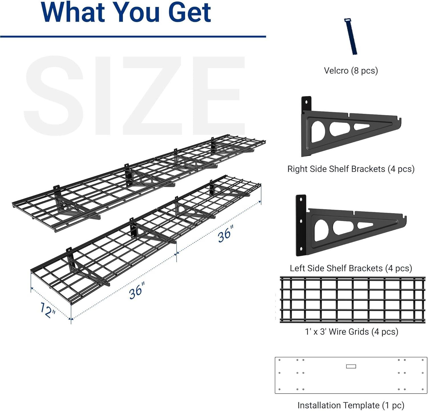 image:imageFLEXIMOUNTS 12inchby72inch Wall Shelf Garage Storage Rack Wall Mounted Floating Shelves1x6ftBlack 2Pack Classic SeriesBlack