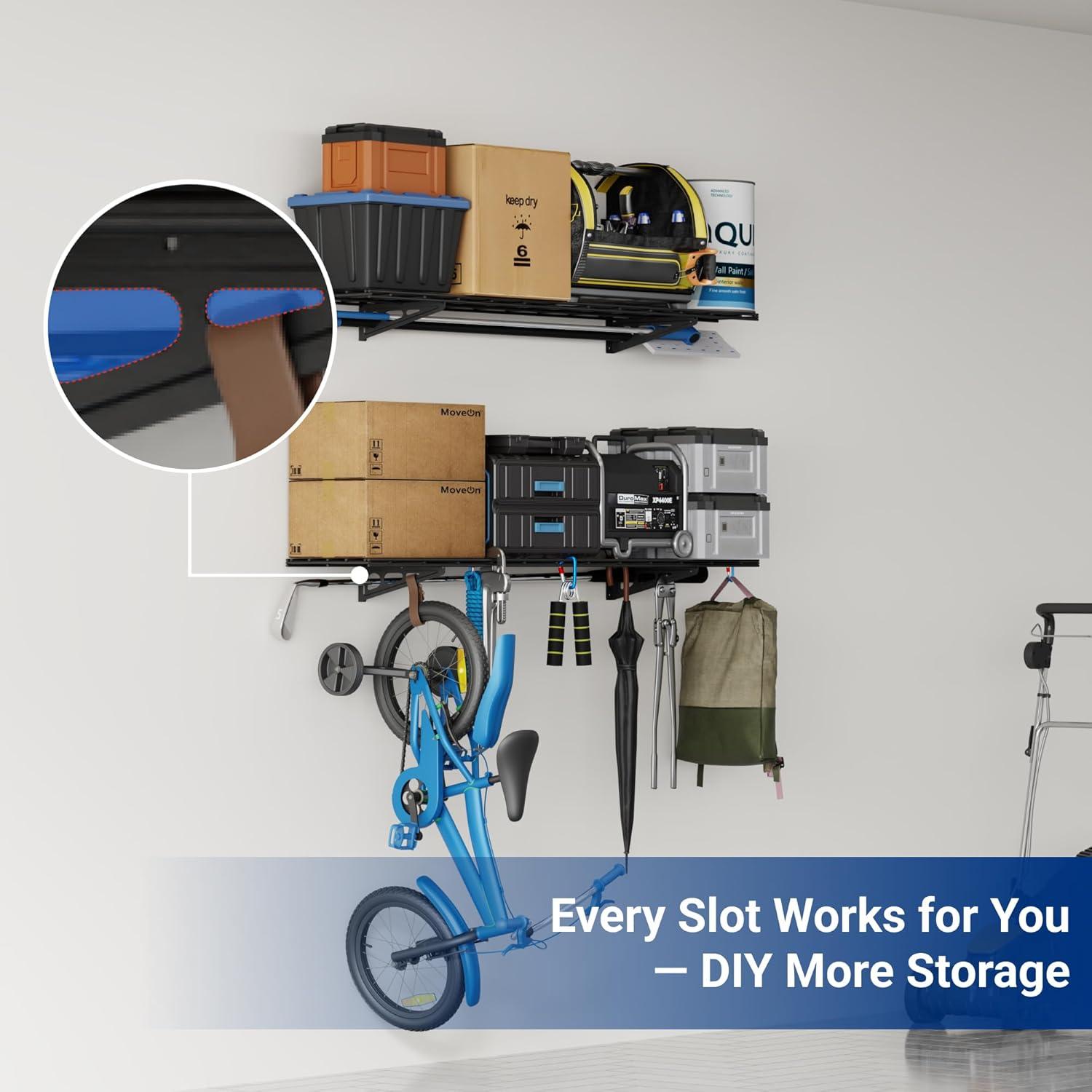image:imageFLEXIMOUNTS 12inchby72inch Wall Shelf Garage Storage Rack Wall Mounted Floating Shelves1x6ftBlack 2Pack Classic SeriesBlack