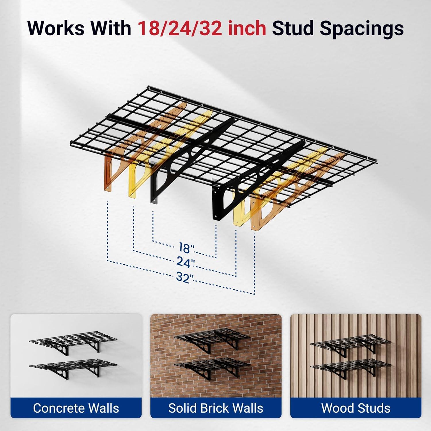 image:imageFLEXIMOUNTS 12inchby72inch Wall Shelf Garage Storage Rack Wall Mounted Floating Shelves1x6ftBlack 2Pack Classic SeriesBlack