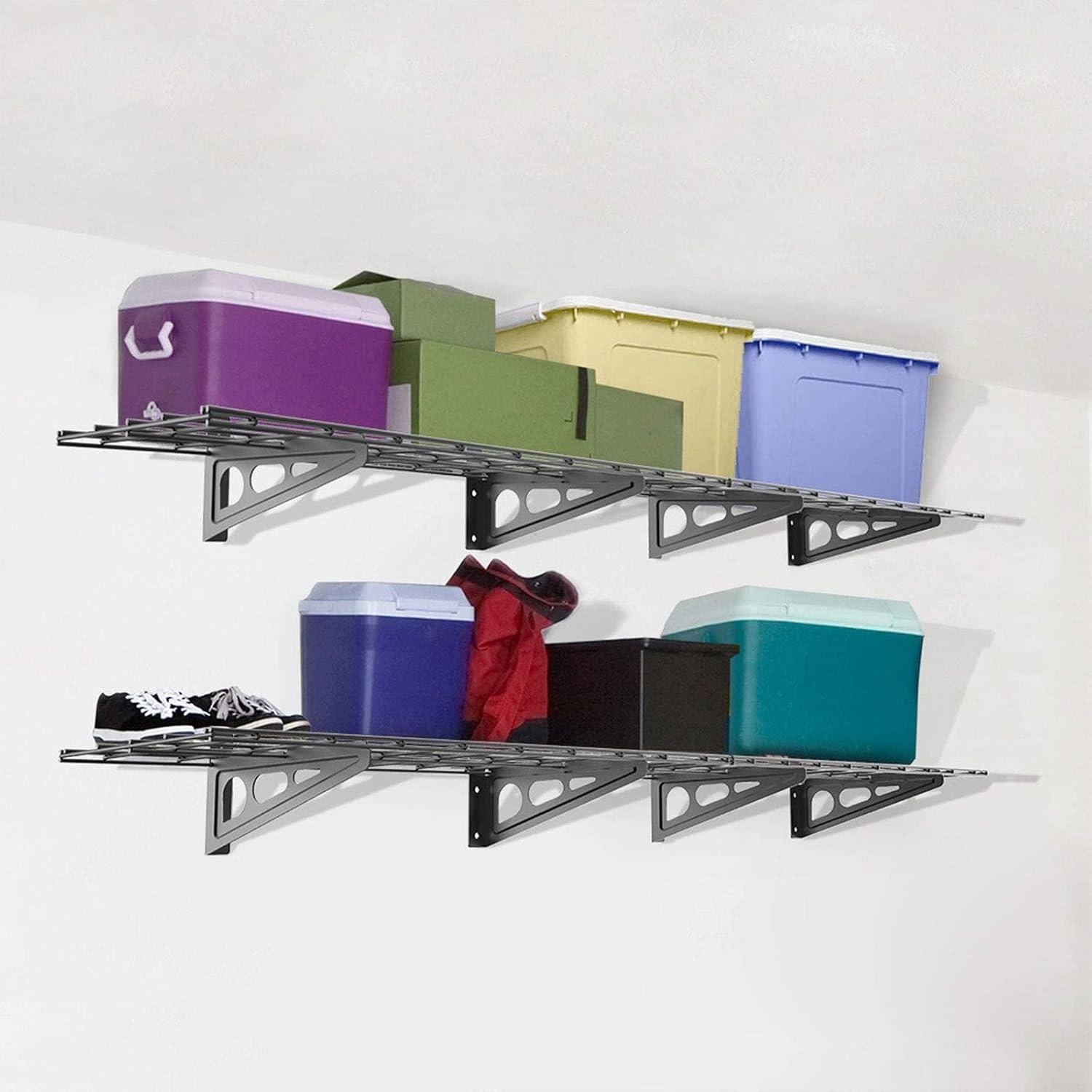 image:imageFLEXIMOUNTS 12inchby72inch Wall Shelf Garage Storage Rack Wall Mounted Floating Shelves1x6ftBlack 2Pack Classic SeriesBlack