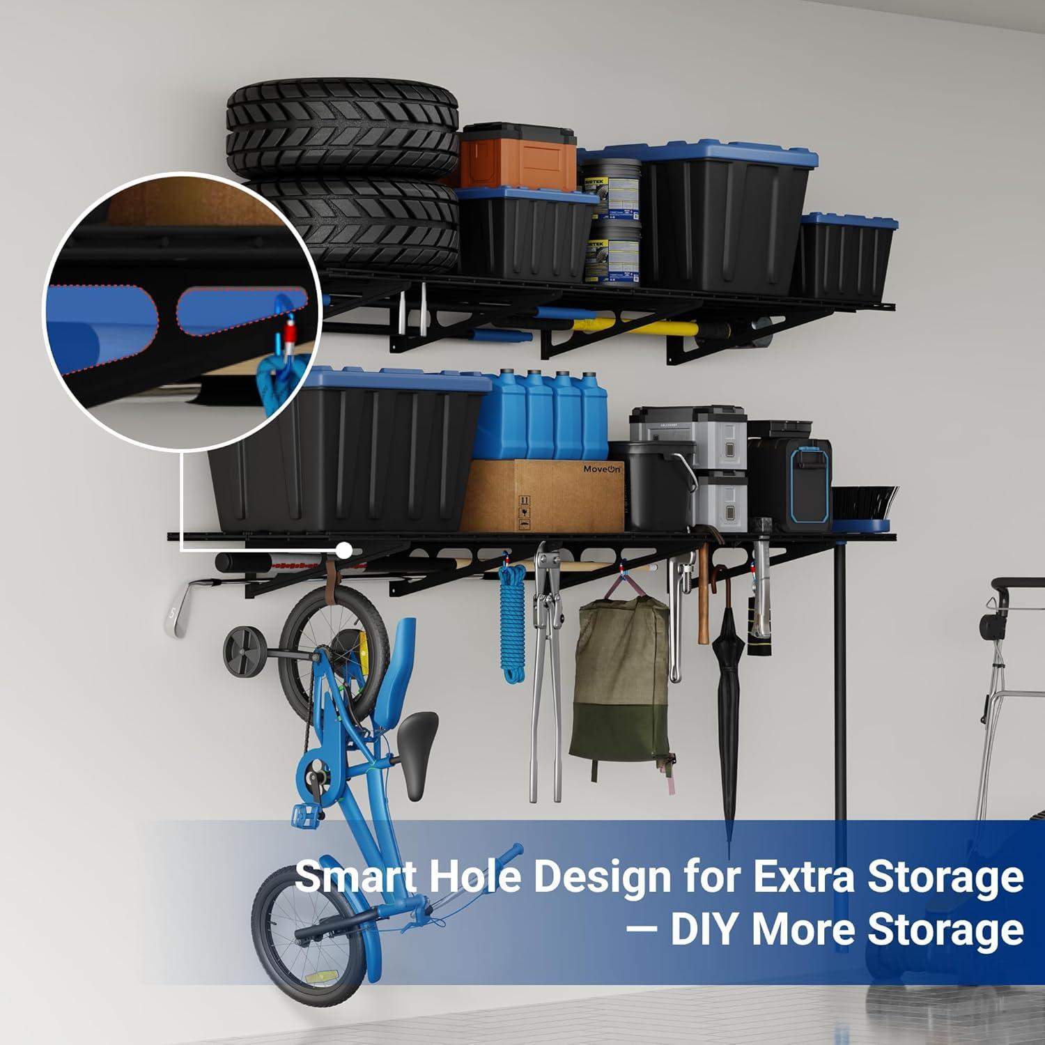 image:imageFLEXIMOUNTS 12inchby72inch Wall Shelf Garage Storage Rack Wall Mounted Floating Shelves1x6ftBlack 2Pack Classic SeriesBlack