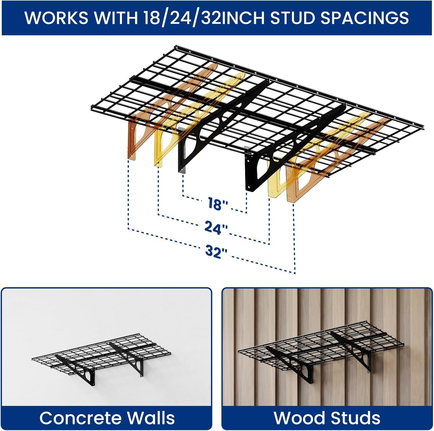 image:imageFLEXIMOUNTS 12inchby72inch Wall Shelf Garage Storage Rack Wall Mounted Floating Shelves1x6ftBlack 2Pack Classic SeriesBlack