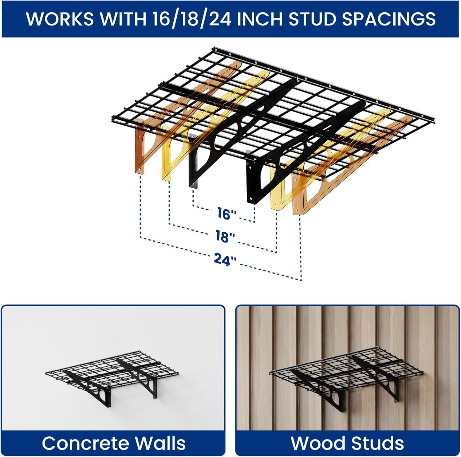image:imageFLEXIMOUNTS 12inchby72inch Wall Shelf Garage Storage Rack Wall Mounted Floating Shelves1x6ftBlack 2Pack Classic SeriesBlack