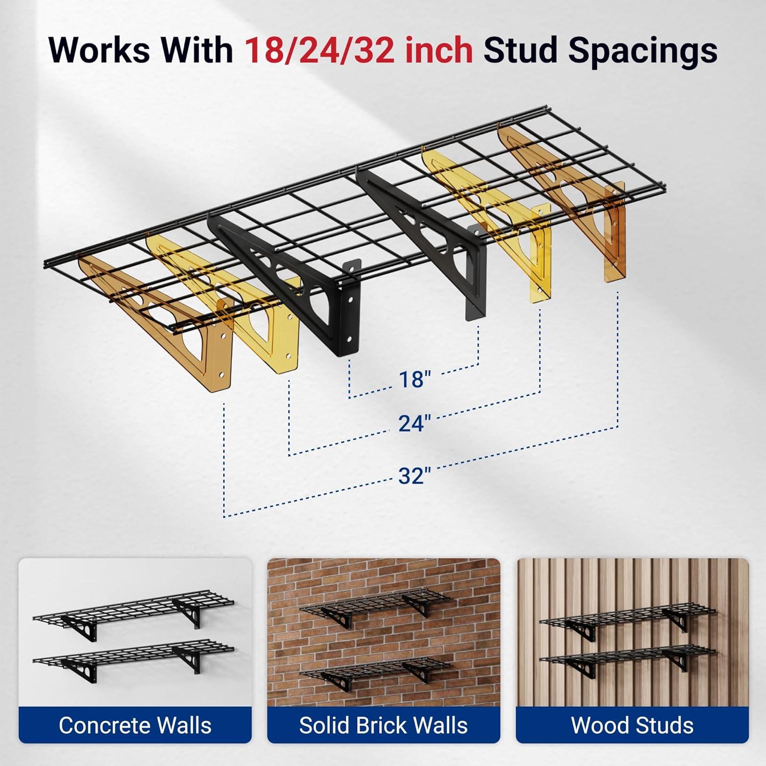 image:imageFLEXIMOUNTS 12inchby72inch Wall Shelf Garage Storage Rack Wall Mounted Floating Shelves1x6ftBlack 2Pack Classic SeriesBlack
