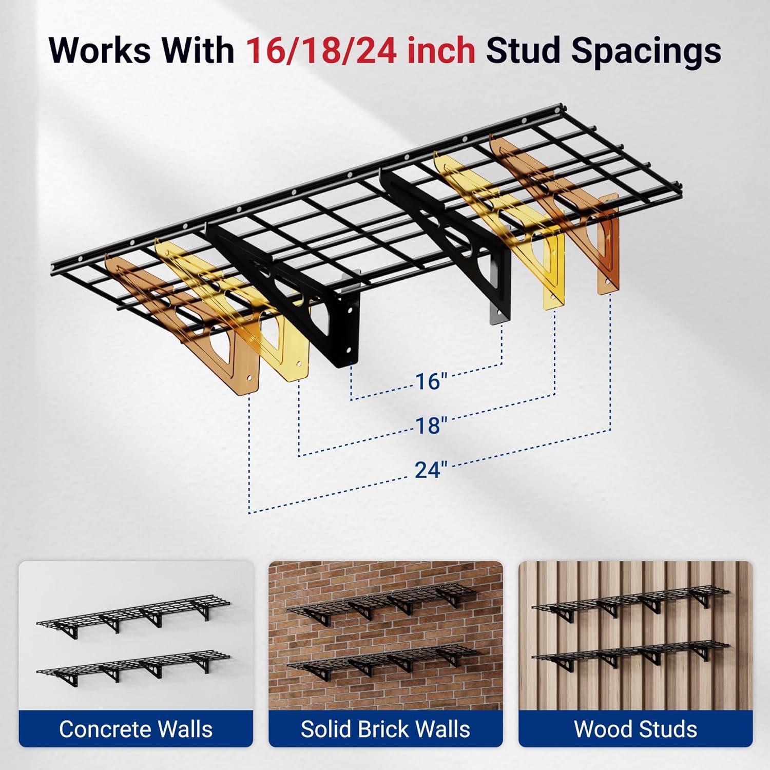 image:imageFLEXIMOUNTS 12inchby72inch Wall Shelf Garage Storage Rack Wall Mounted Floating Shelves1x6ftBlack 2Pack Classic SeriesBlack