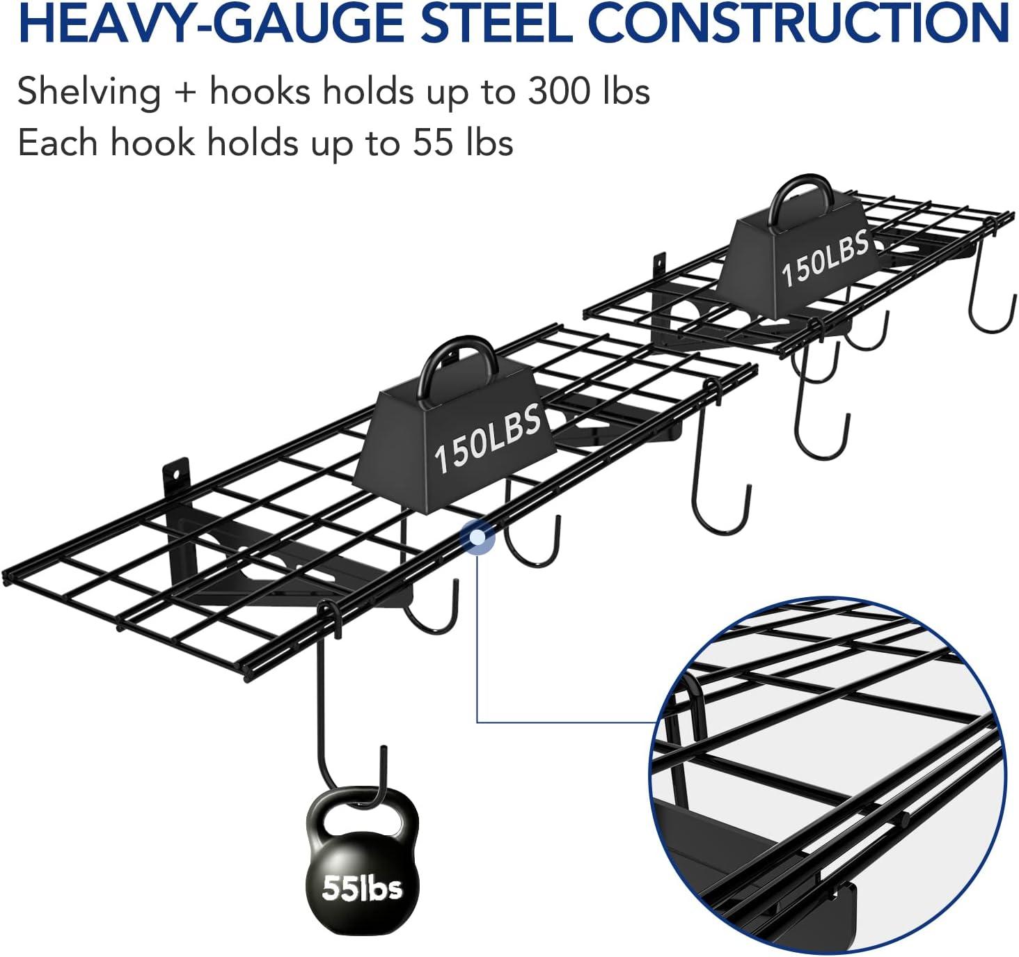 image:imageFLEXIMOUNTS 2Pack 2x4ft 24inchby48inch Wall Shelf Garage Storage Rack Wall Mounted Floating Shelves Black Classic SeriesBlack
