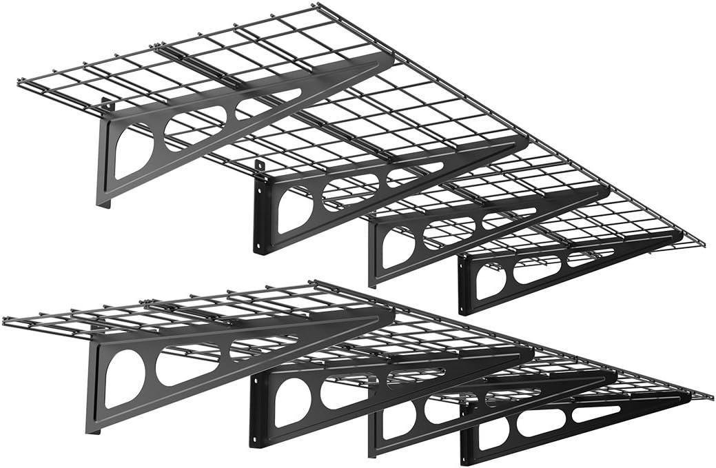image:imageFLEXIMOUNTS 2Pack 2x4ft 24inchby48inch Wall Shelf Garage Storage Rack Wall Mounted Floating Shelves Black Classic SeriesBlack