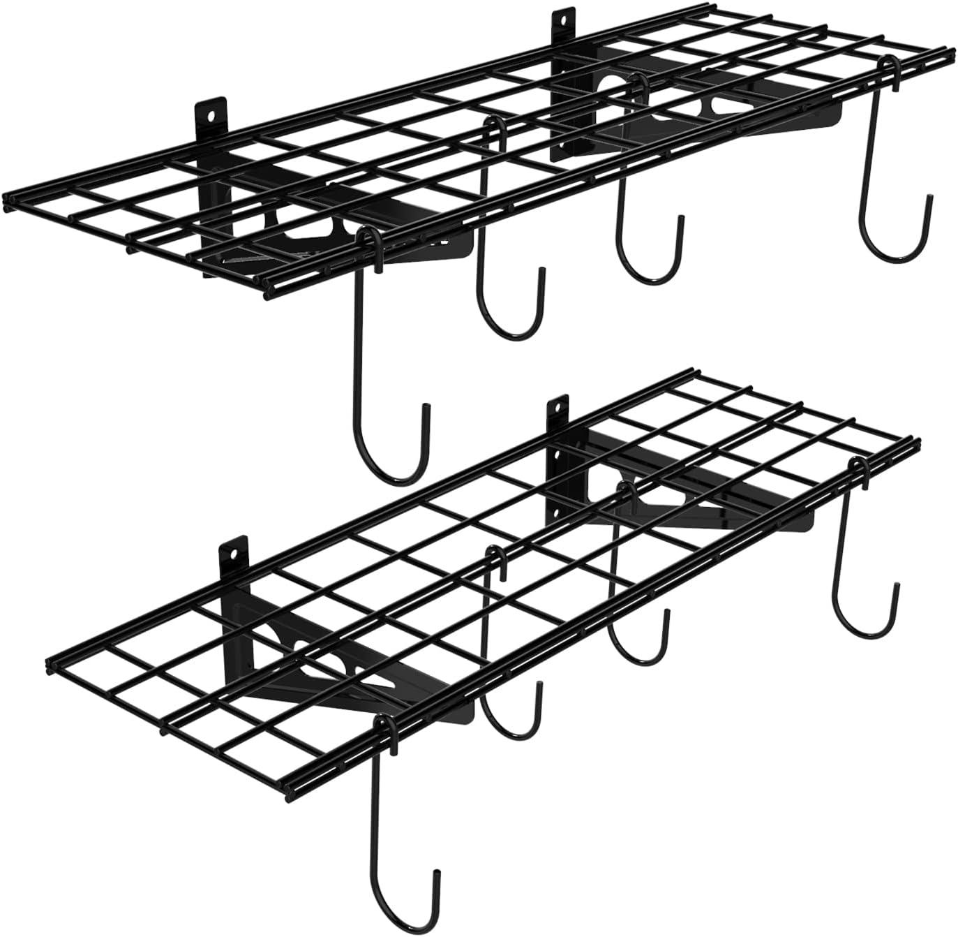 image:imageFLEXIMOUNTS 2Pack 2x4ft 24inchby48inch Wall Shelf Garage Storage Rack Wall Mounted Floating Shelves Black Classic SeriesBlack