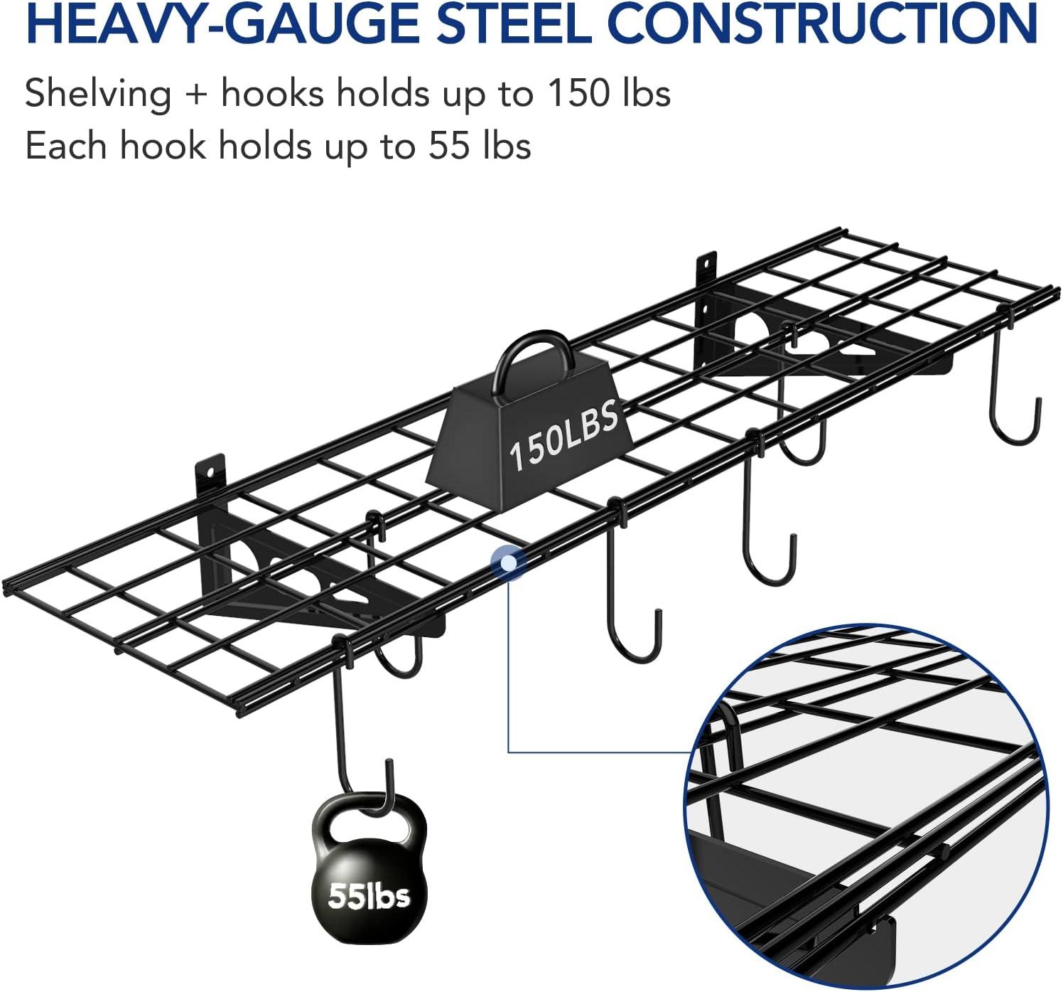 image:imageFLEXIMOUNTS 2Pack 2x4ft 24inchby48inch Wall Shelf Garage Storage Rack Wall Mounted Floating Shelves Black Classic SeriesBlack