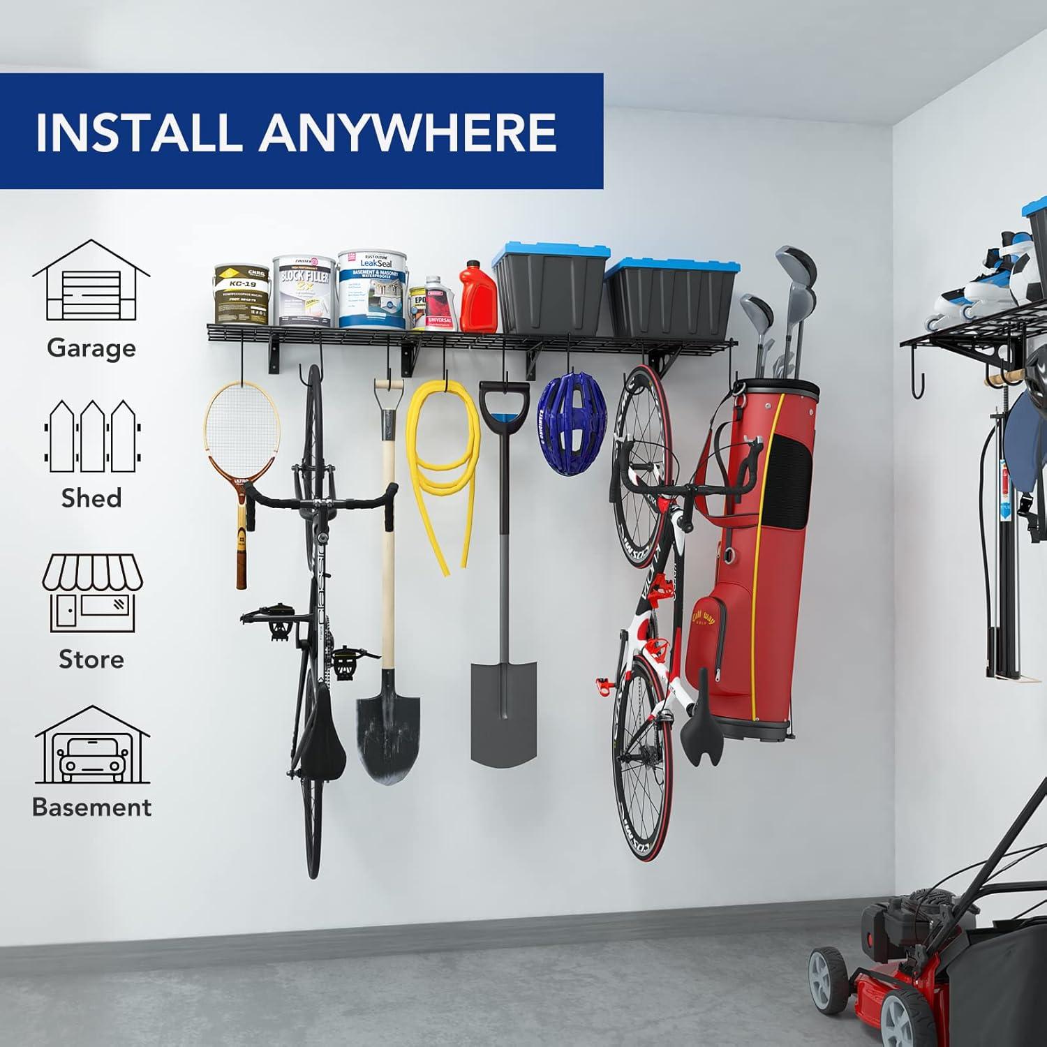 image:imageFLEXIMOUNTS 2Pack 2x4ft 24inchby48inch Wall Shelf Garage Storage Rack Wall Mounted Floating Shelves Black Classic SeriesBlack