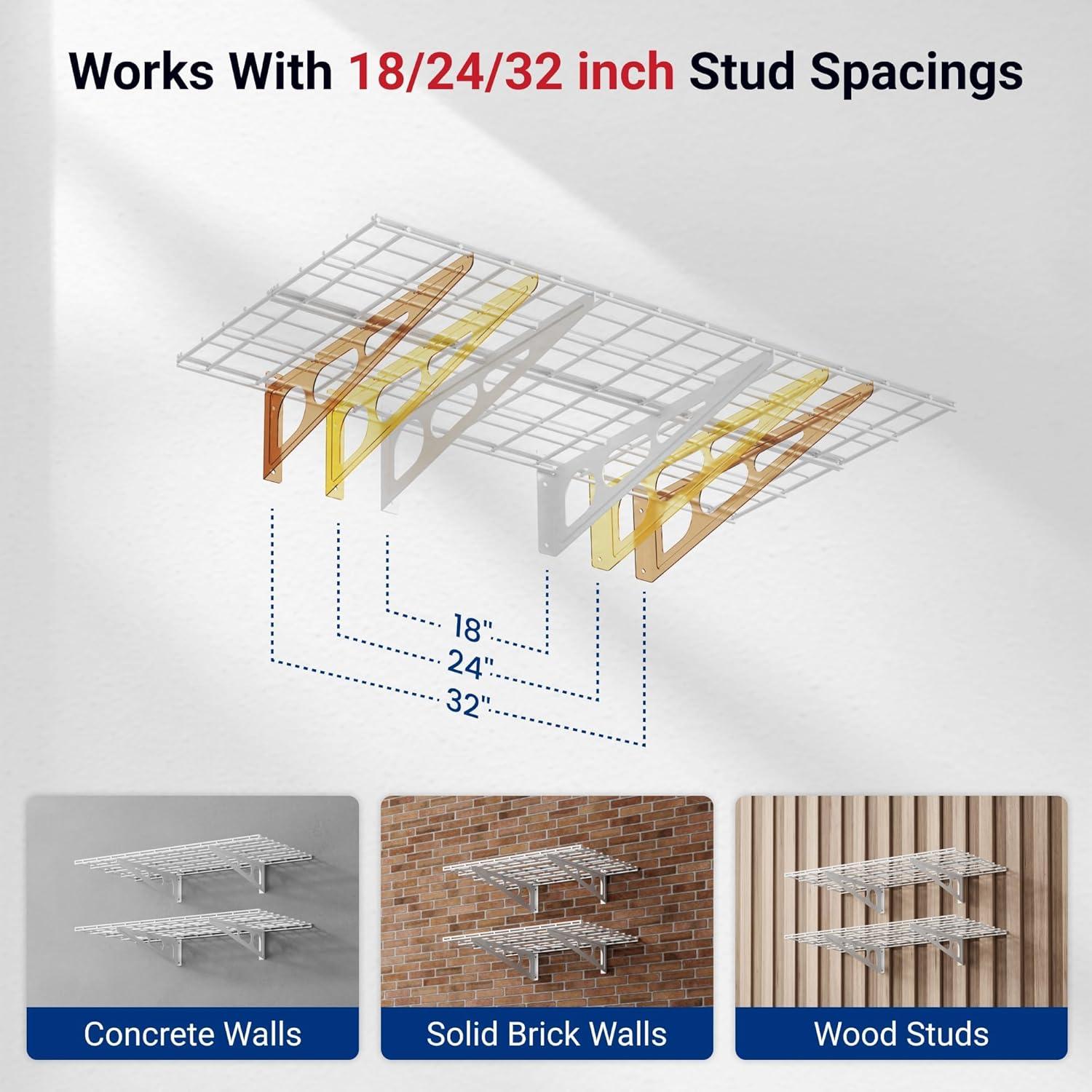 image:imageFLEXIMOUNTS 2Pack 2x4ft Garage Shelving with Hooks 24inchby48inch Wall Shelf Garage Storage Racks Floating Shelves Black Classic SeriesWhite