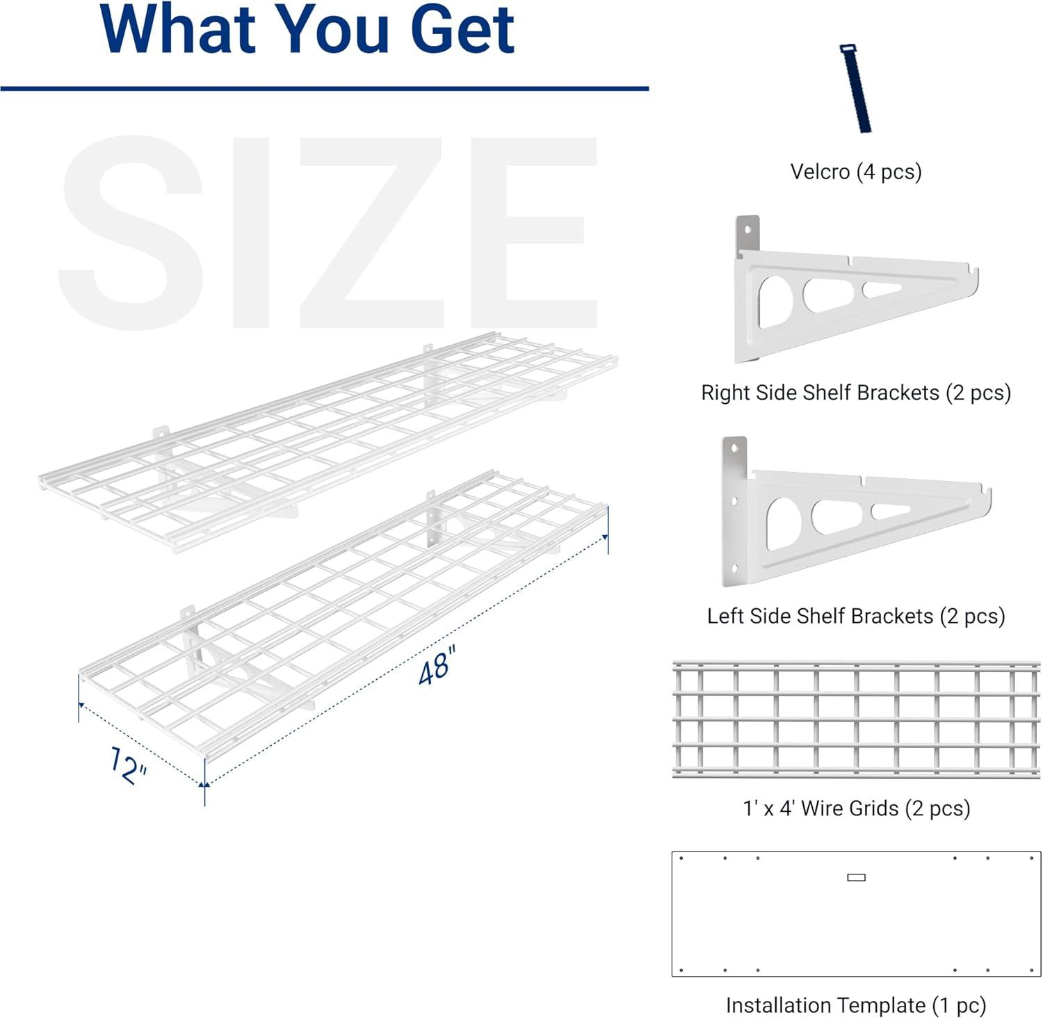 image:imageFLEXIMOUNTS 2Pack 2x4ft Garage Shelving with Hooks 24inchby48inch Wall Shelf Garage Storage Racks Floating Shelves Black Classic SeriesWhite