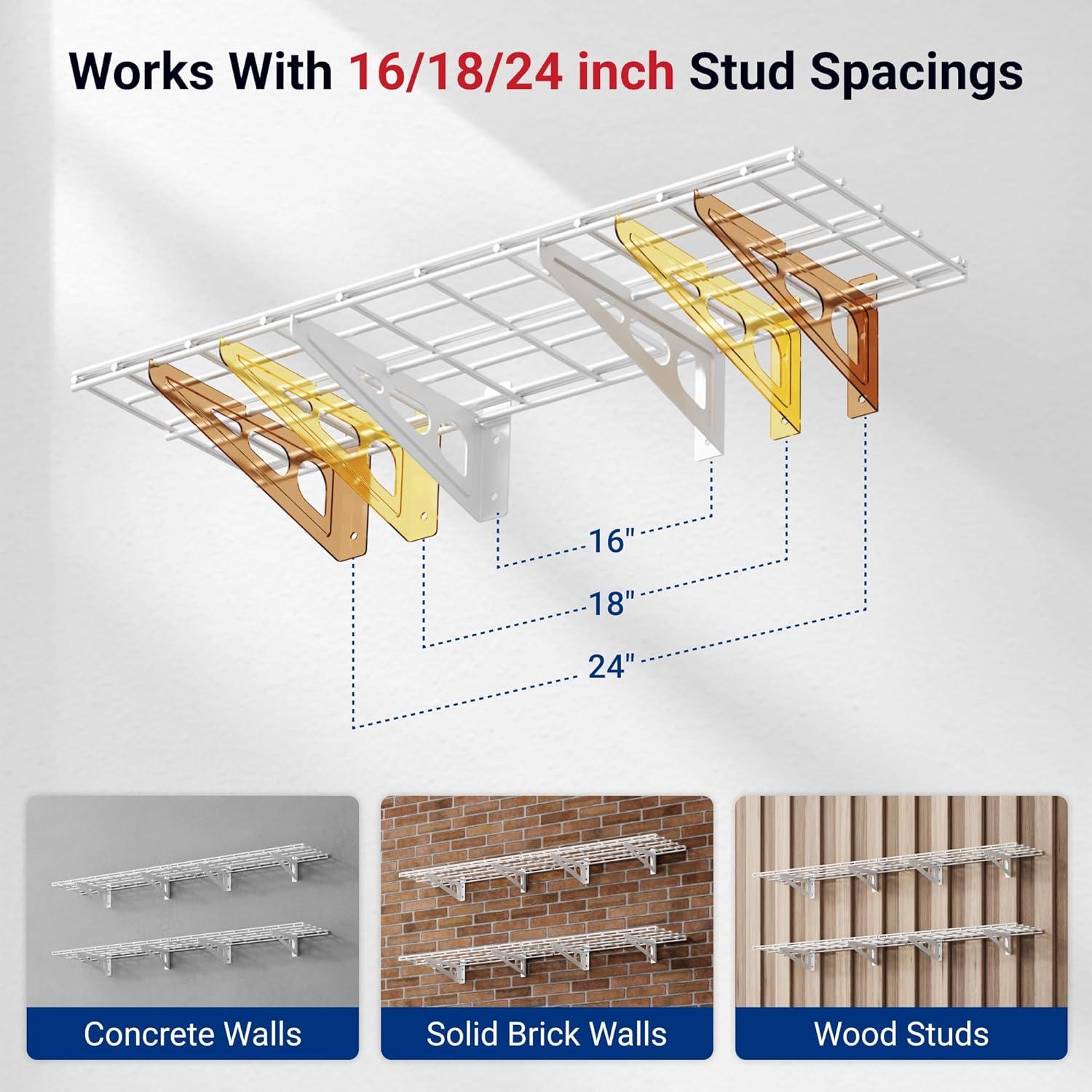 image:imageFLEXIMOUNTS 2Pack 2x4ft Garage Shelving with Hooks 24inchby48inch Wall Shelf Garage Storage Racks Floating Shelves Black Classic SeriesWhite