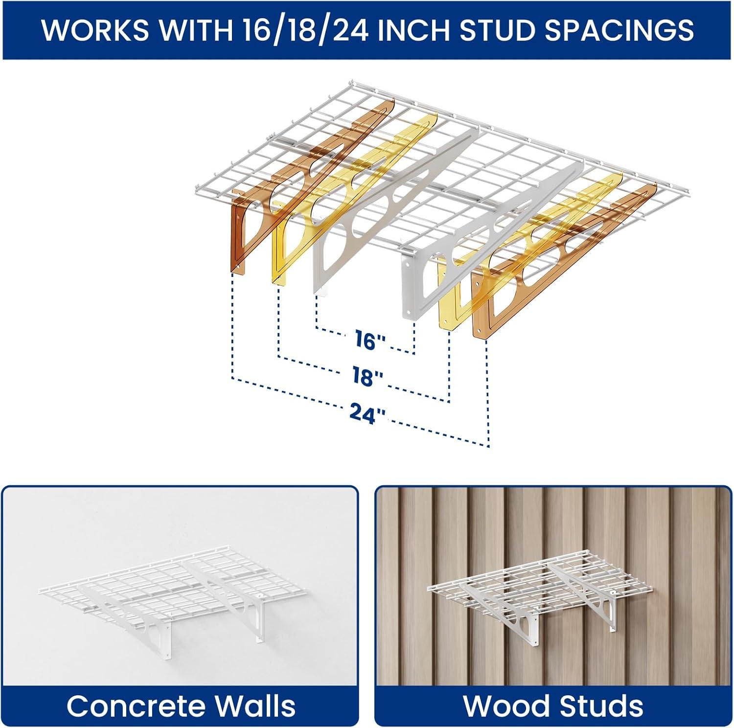 image:imageFLEXIMOUNTS 2Pack 2x4ft Garage Shelving with Hooks 24inchby48inch Wall Shelf Garage Storage Racks Floating Shelves Black Classic SeriesWhite
