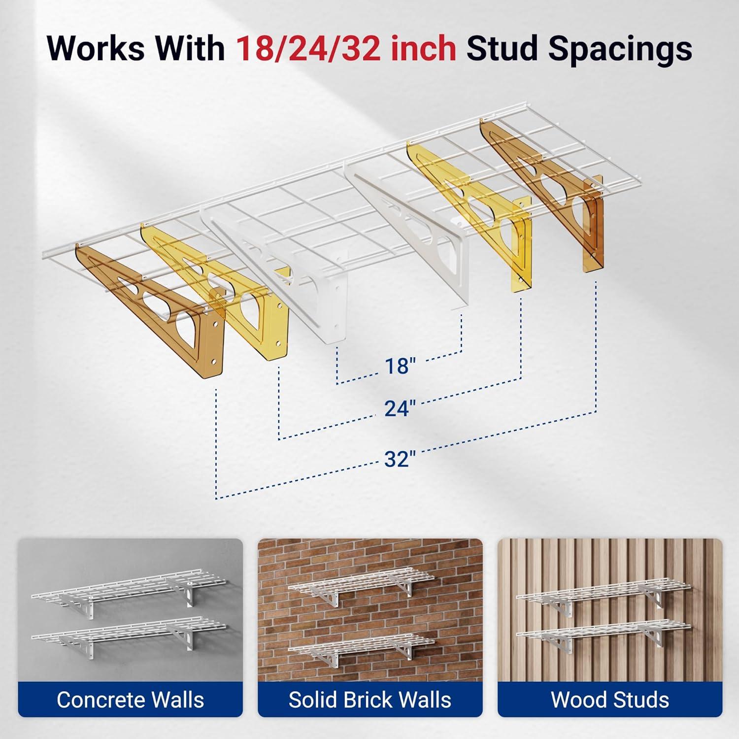 image:imageFLEXIMOUNTS 2Pack 2x4ft Garage Shelving with Hooks 24inchby48inch Wall Shelf Garage Storage Racks Floating Shelves Black Classic SeriesWhite
