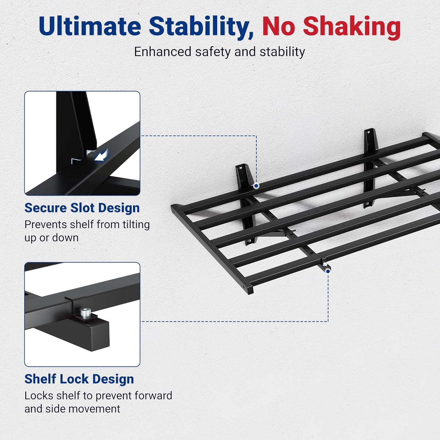 image:imageFLEXIMOUNTS 2x6ft Heavy Duty Garage Storage Shelving 1600lbs Total Weight Capacity 2 Pack Wall Organization System 24 x75inch Rack Floating Shelves Pro Series2pack 2x4ft w 8 hooks400lbs