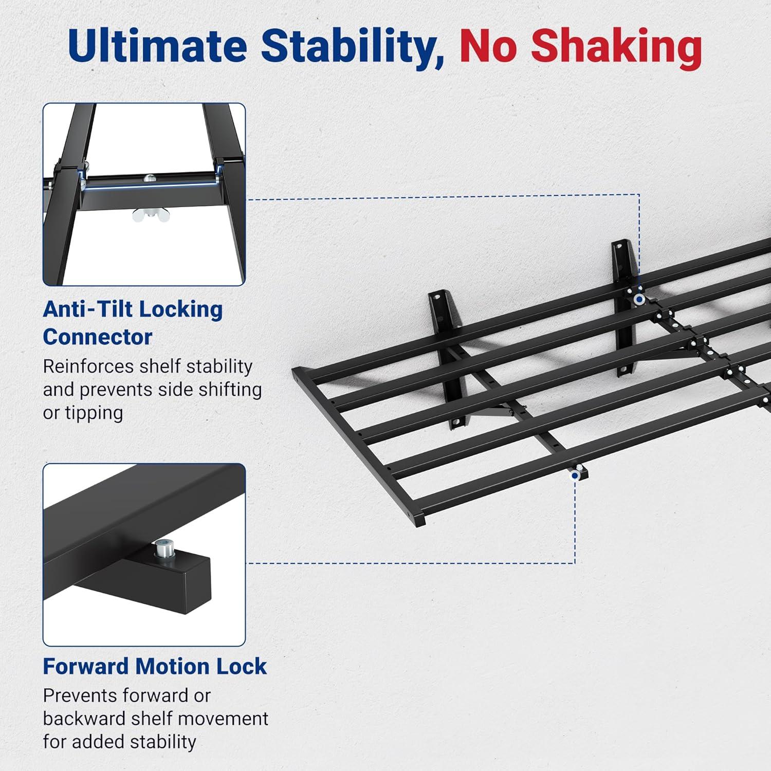 image:imageFLEXIMOUNTS 2x6ft Heavy Duty Garage Storage Shelving 1600lbs Total Weight Capacity 2 Pack Wall Organization System 24 x75inch Rack Floating Shelves Pro Series2pack 2x6ft w 8 hooks800lbs