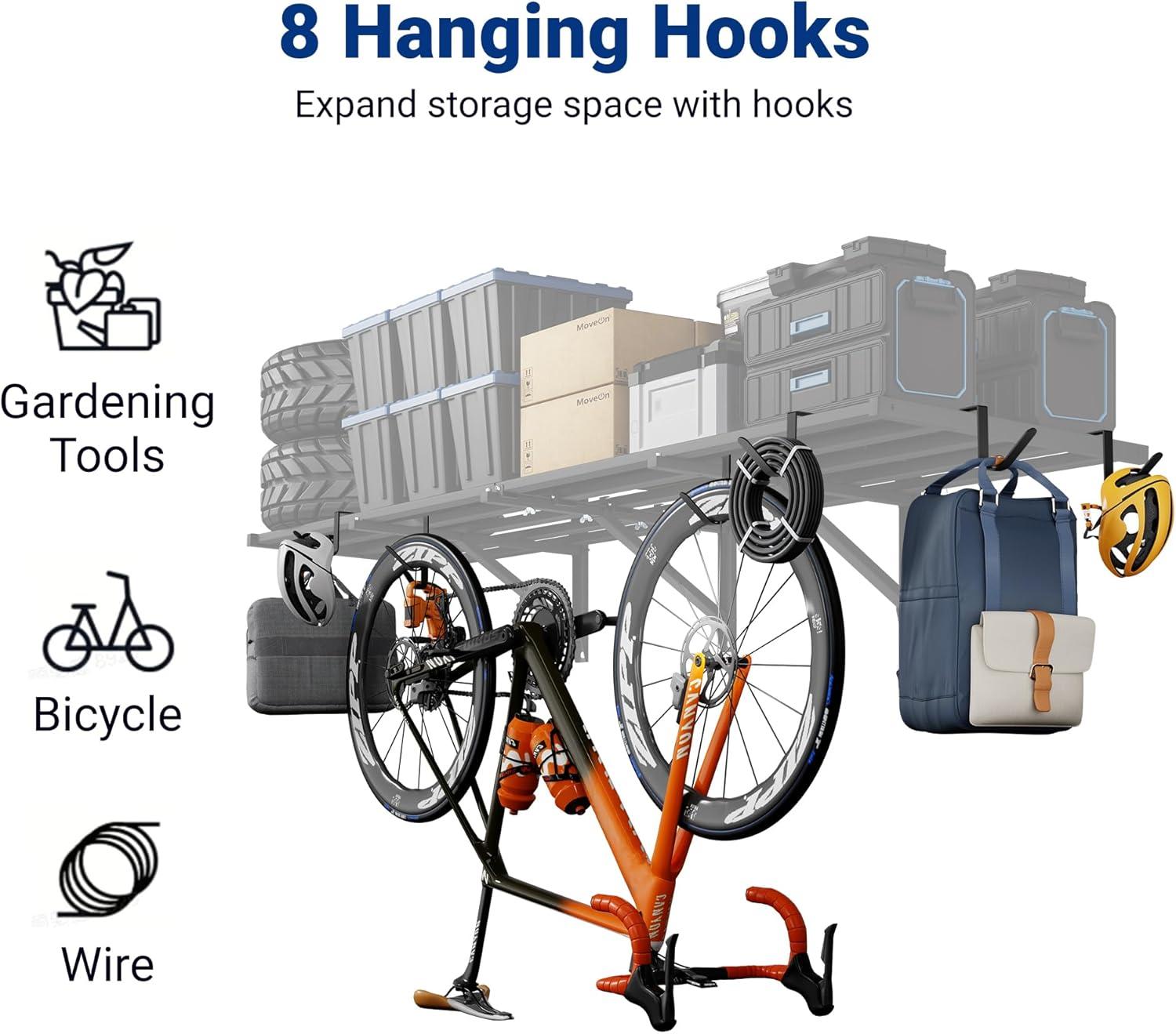 image:imageFLEXIMOUNTS 2x6ft Heavy Duty Garage Storage Shelving 1600lbs Total Weight Capacity 2 Pack Wall Organization System 24 x75inch Rack Floating Shelves Pro Series2pack 2x6ft w 8 hooks800lbs