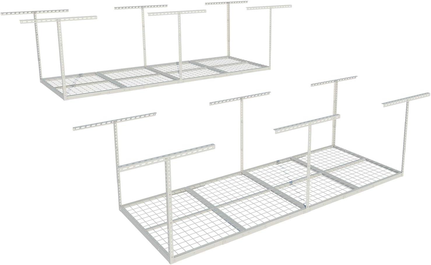 image:imageFLEXIMOUNTS 2x8 Overhead Garage Storage RackAdjustable Storage Organization SystemHeavy Duty Metal Garage Ceiling Storage Racks400lbs Weight CapacityWhite Classic SeriesWhite