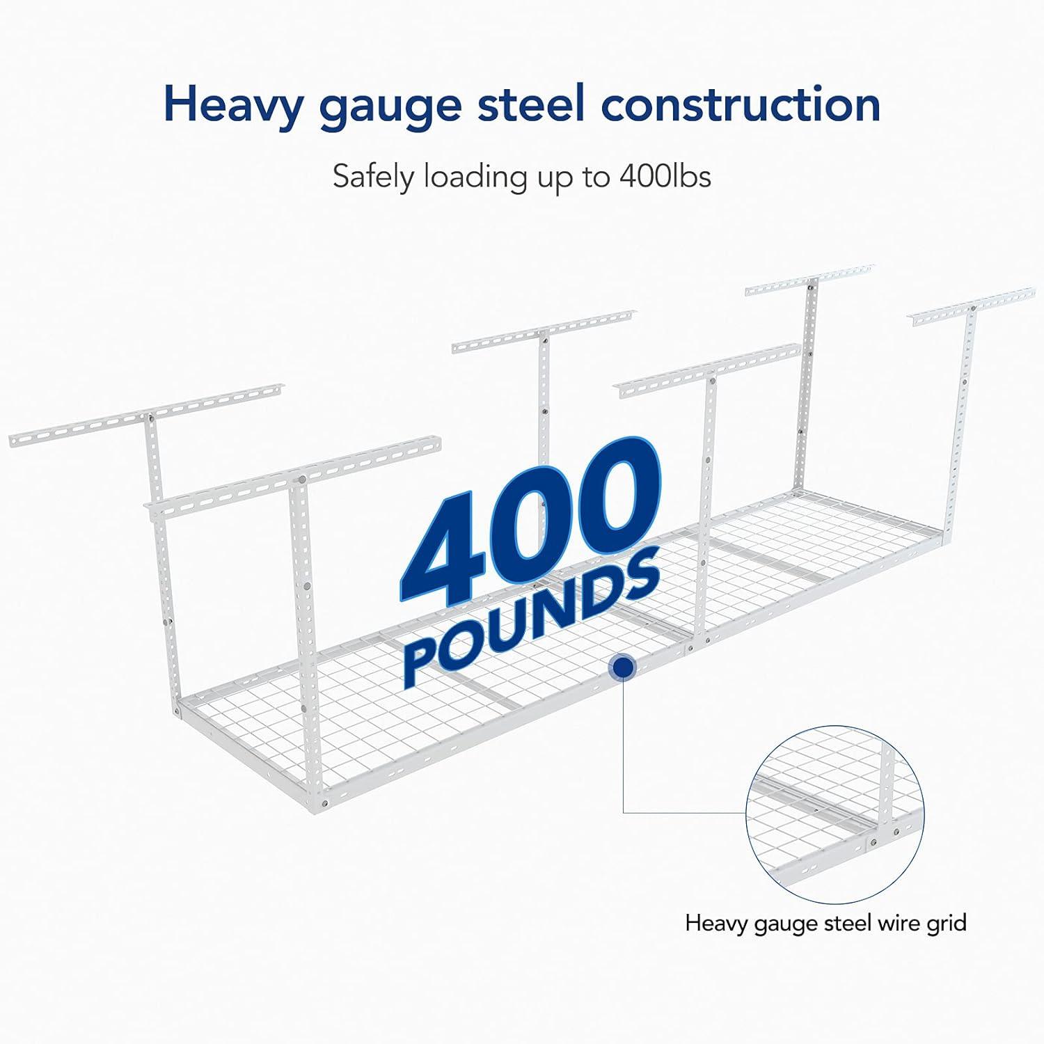 image:imageFLEXIMOUNTS 2x8 Overhead Garage Storage RackAdjustable Storage Organization SystemHeavy Duty Metal Garage Ceiling Storage Racks400lbs Weight CapacityWhite Classic SeriesWhite