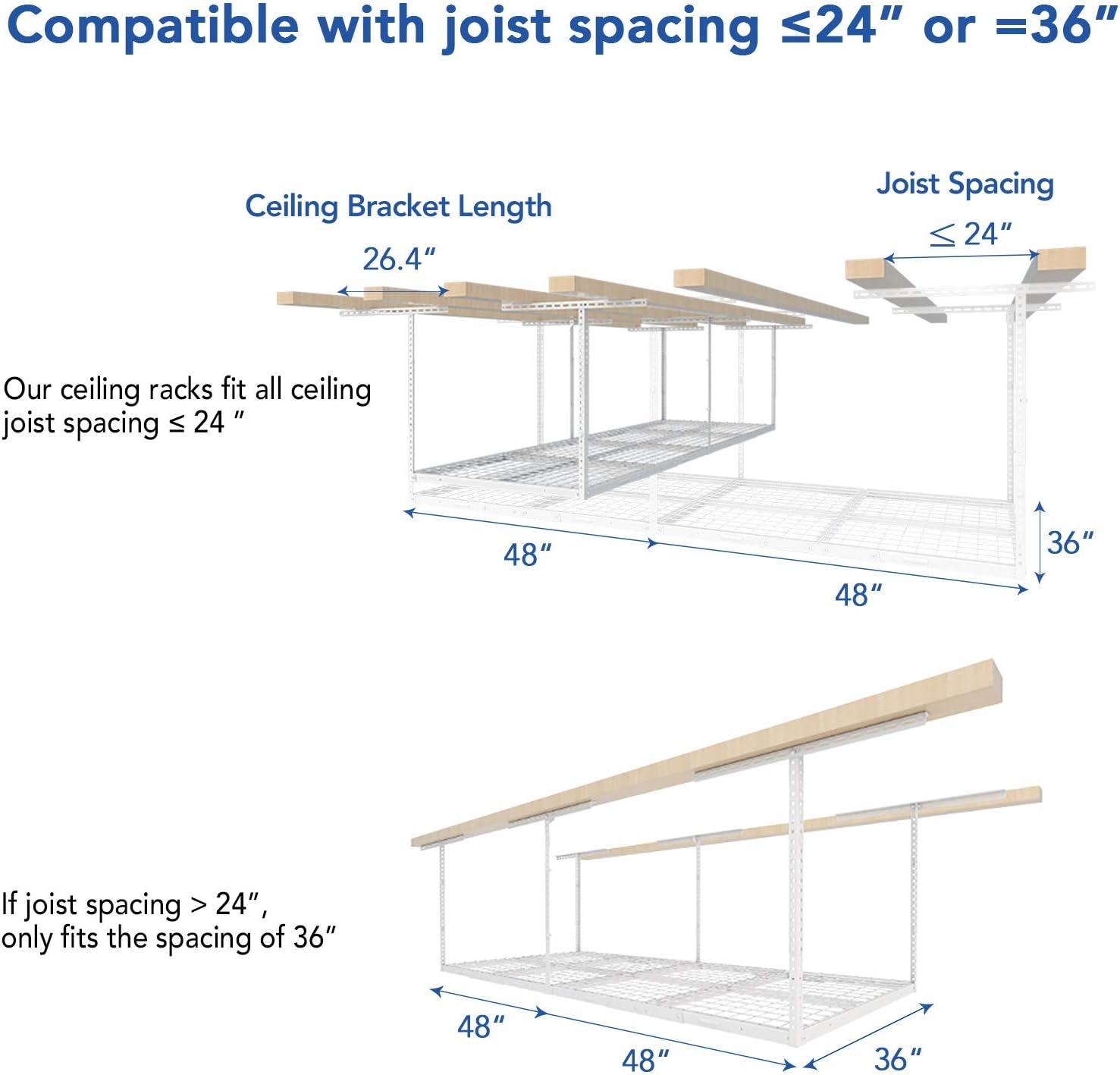 image:imageFLEXIMOUNTS 2x8 Overhead Garage Storage RackAdjustable Storage Organization SystemHeavy Duty Metal Garage Ceiling Storage Racks400lbs Weight CapacityWhite Classic SeriesWhite