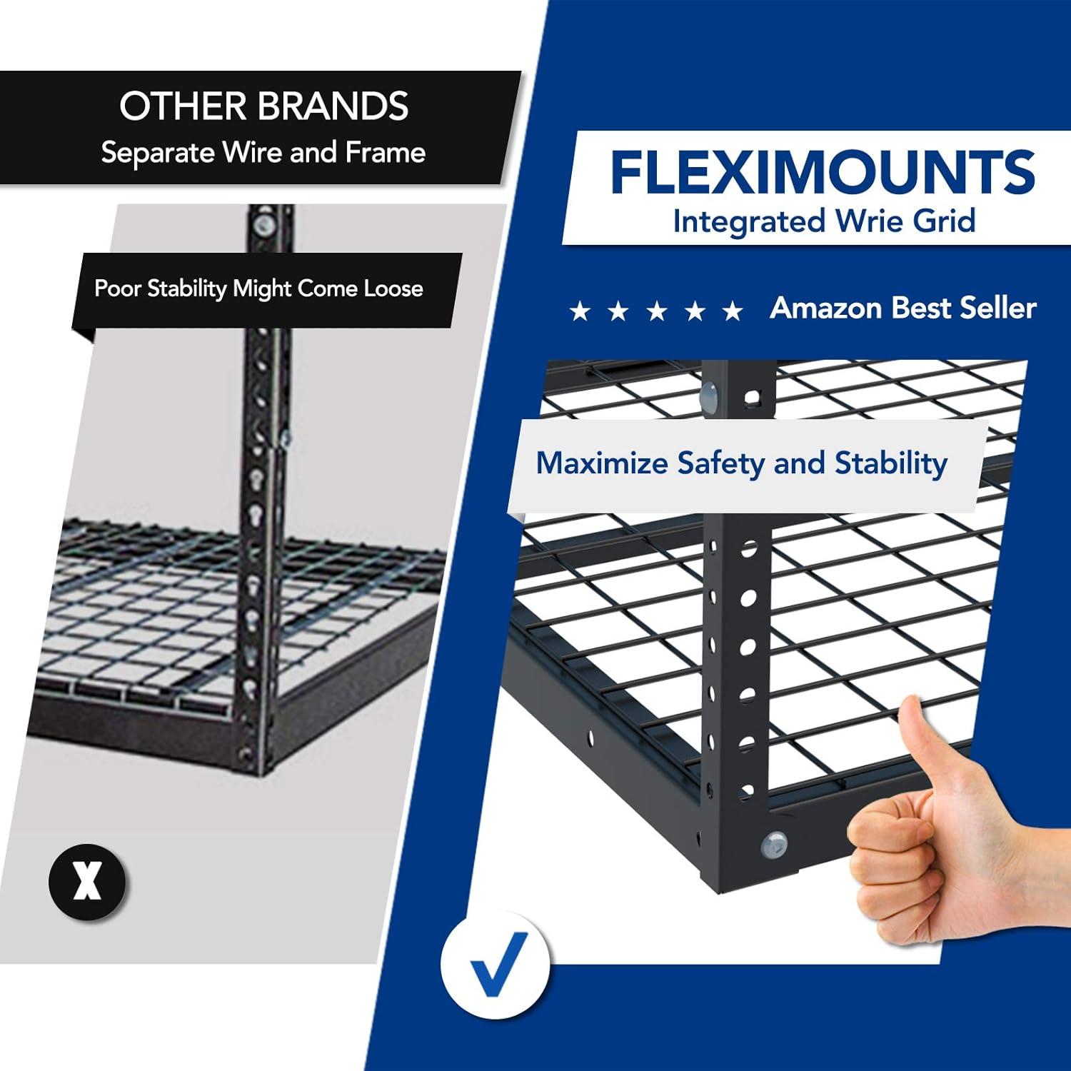 image:imageFLEXIMOUNTS 3x8 2Tier Overhead Garage Storage Rack Adjustable Heavy Duty Metal Garage Ceiling Storage Racks 1000 lbs Capacity Garages Organization System for 915 ft Tall Garages BlackBlack
