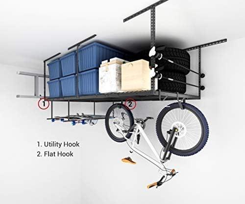 image:imageFLEXIMOUNTS 3x8 2Tier Overhead Garage Storage Rack Adjustable Heavy Duty Metal Garage Ceiling Storage Racks 1000 lbs Capacity Garages Organization System for 915 ft Tall Garages BlackBlack