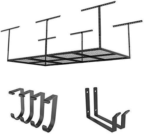 image:imageFLEXIMOUNTS 3x8 2Tier Overhead Garage Storage Rack Adjustable Heavy Duty Metal Garage Ceiling Storage Racks 1000 lbs Capacity Garages Organization System for 915 ft Tall Garages BlackBlack