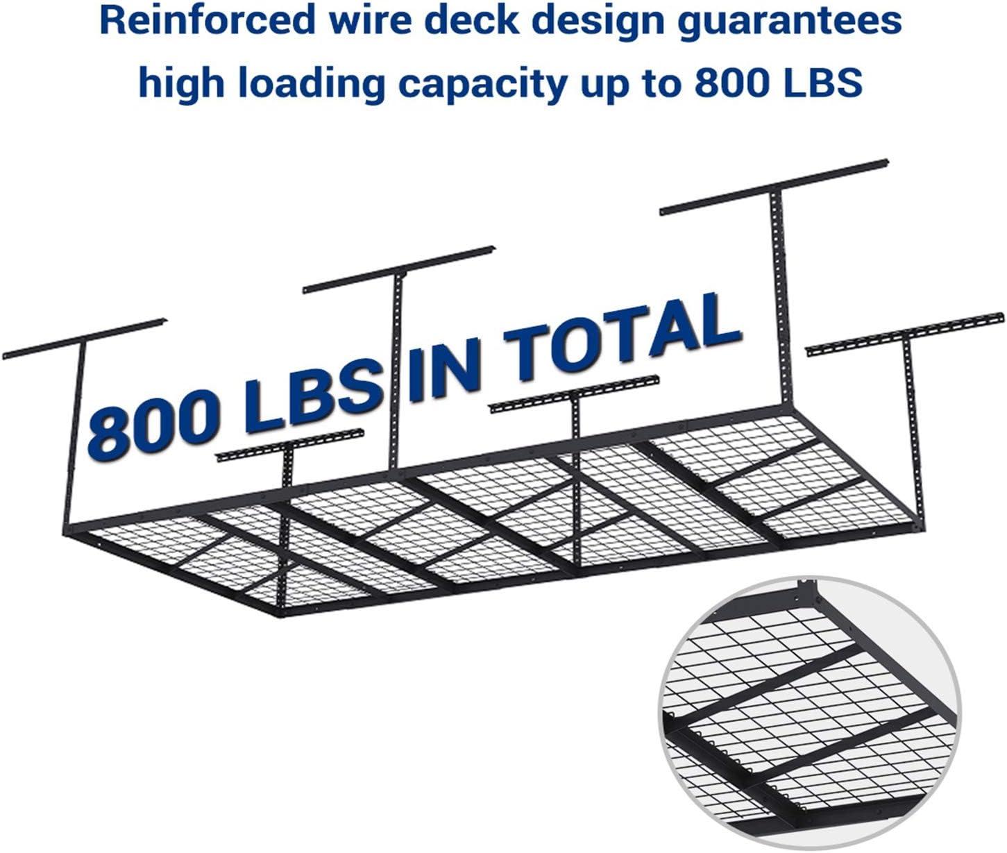 image:imageFLEXIMOUNTS 3x8 2Tier Overhead Garage Storage Rack Adjustable Heavy Duty Metal Garage Ceiling Storage Racks 1000 lbs Capacity Garages Organization System for 915 ft Tall Garages BlackBlack