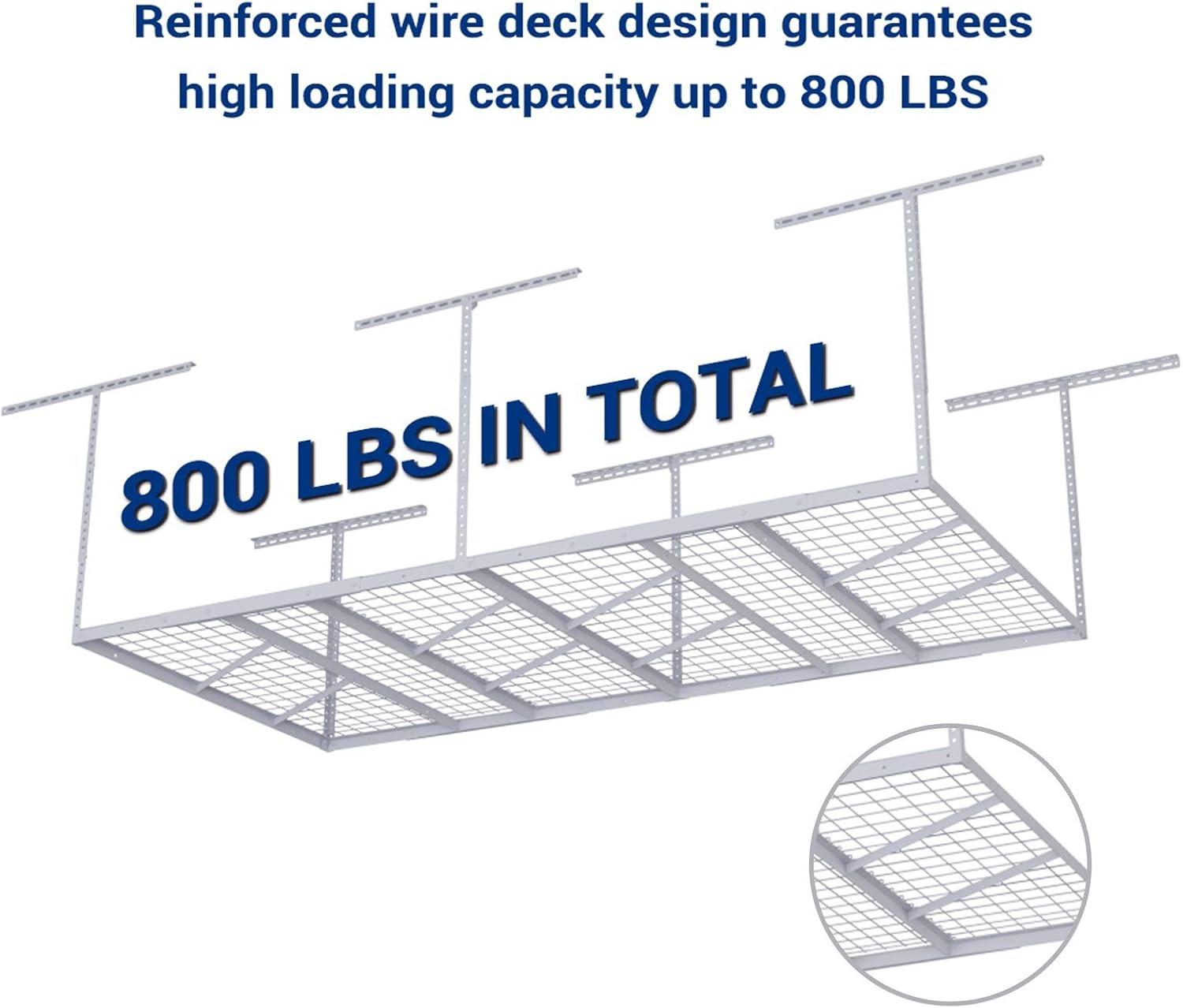 image:imageFLEXIMOUNTS 3x8 2Tier Overhead Garage Storage Rack Adjustable Heavy Duty Metal Garage Ceiling Storage Racks 1000 lbs Capacity Garages Organization System for 915 ft Tall Garages BlackWhite
