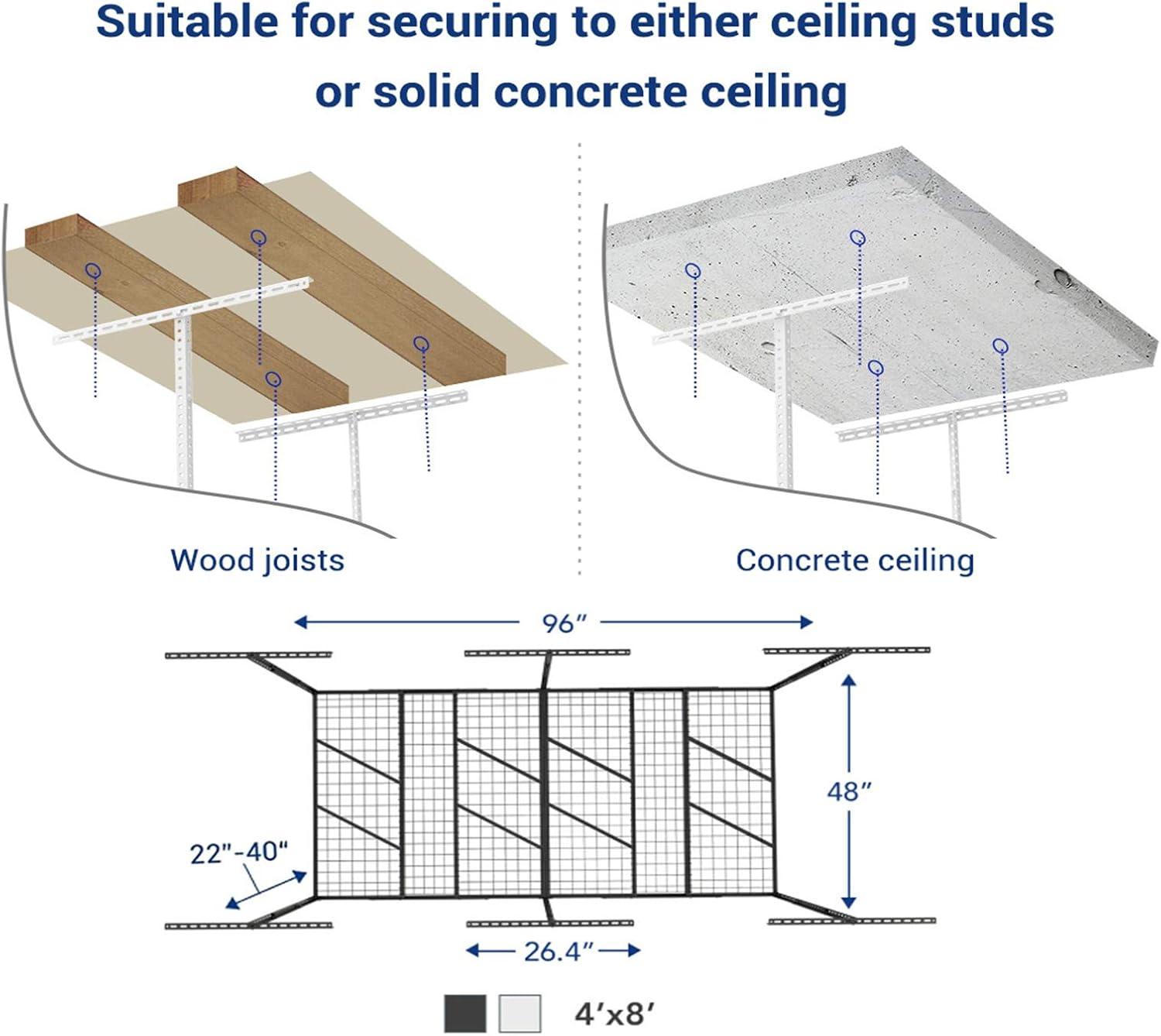 image:imageFLEXIMOUNTS 3x8 2Tier Overhead Garage Storage Rack Adjustable Heavy Duty Metal Garage Ceiling Storage Racks 1000 lbs Capacity Garages Organization System for 915 ft Tall Garages BlackWhite