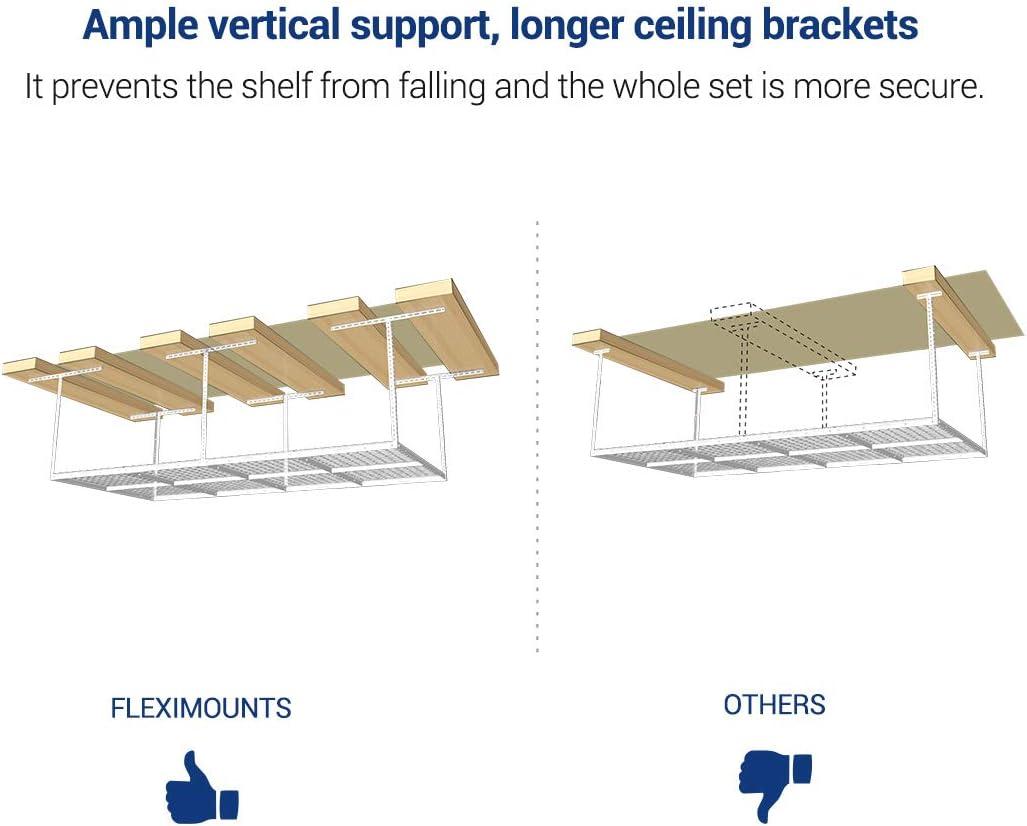 image:imageFLEXIMOUNTS 3x8 2Tier Overhead Garage Storage Rack Adjustable Heavy Duty Metal Garage Ceiling Storage Racks 1000 lbs Capacity Garages Organization System for 915 ft Tall Garages BlackWhite