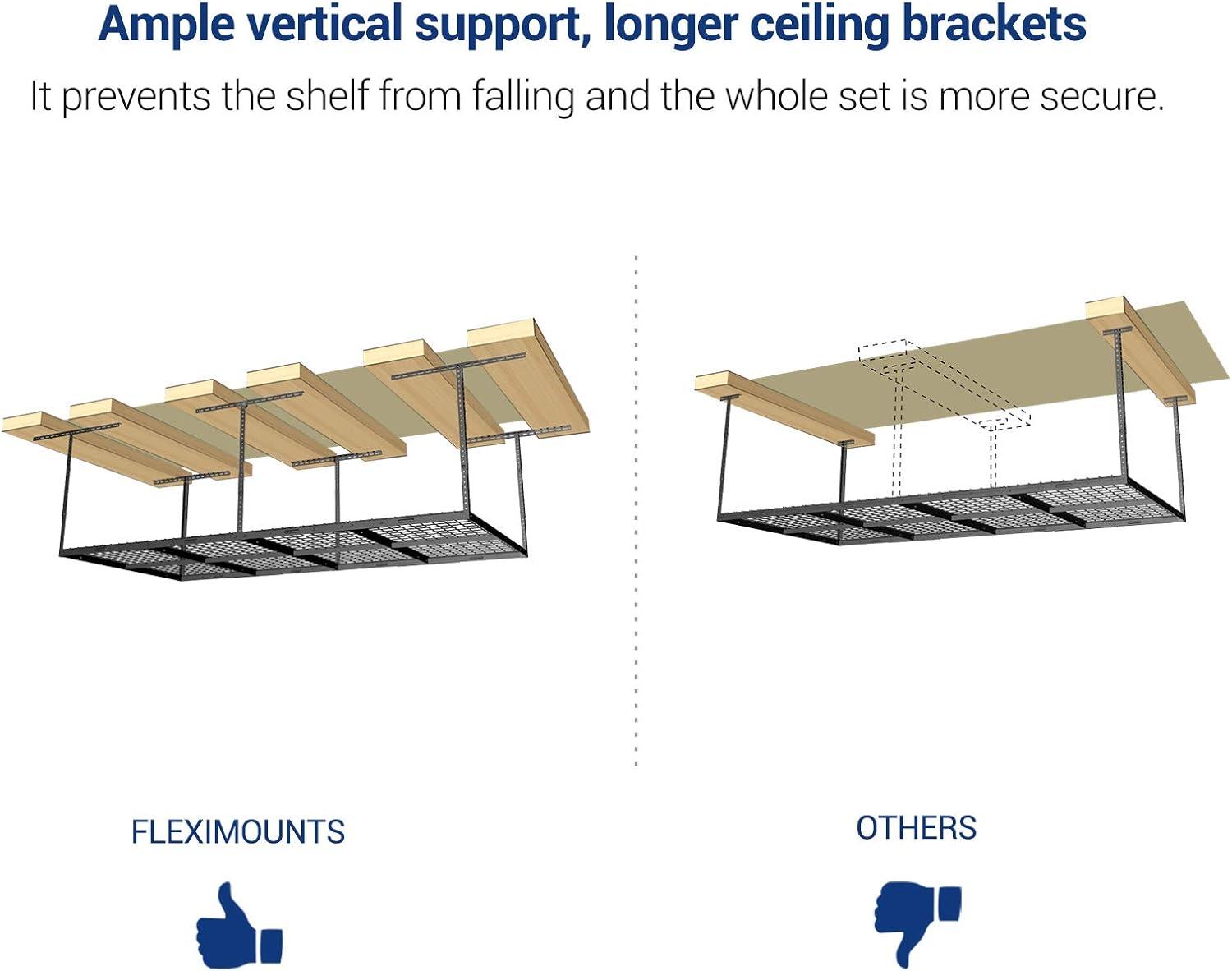 image:imageFLEXIMOUNTS 3x8 2Tier Overhead Garage Storage Rack Adjustable Heavy Duty Metal Garage Ceiling Storage Racks 1000 lbs Capacity Garages Organization System for 915 ft Tall Garages BlackBlack
