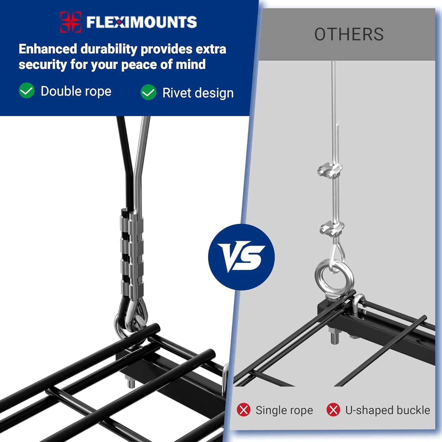 image:imageFLEXIMOUNTS Overhead Garage Storage Rack Lift 4x4 Ft HeavyDuty Garage Ceiling Storage Racks Adjustable Organization System With 71 L Axle 300lbs Load Capacity Flat BlackMatt Black