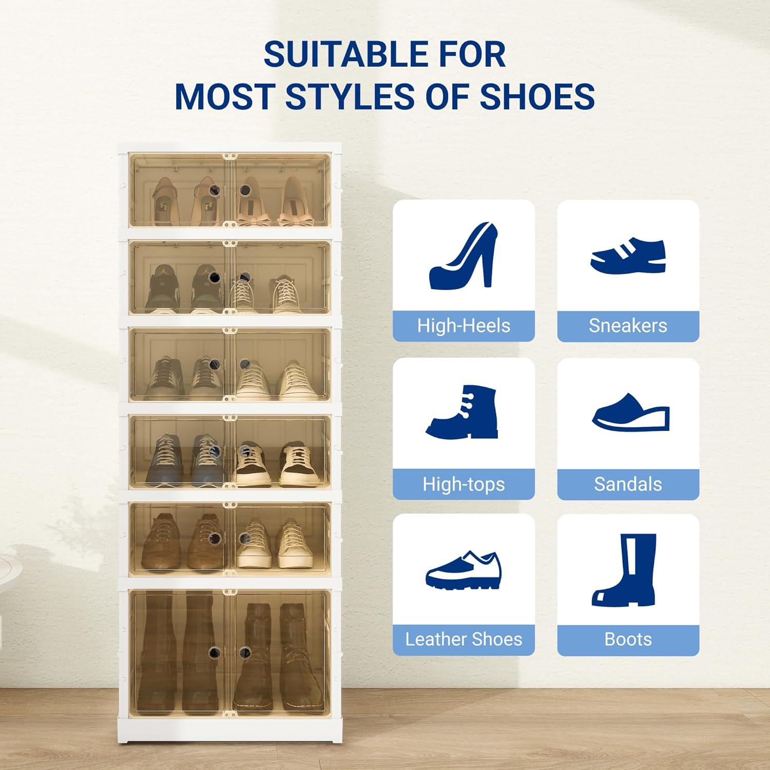 image:imageFLEXIMOUNTS Shoe Rack Organizer Storage Box 9 Tiers18 Pairs Portable Folding Shoe Rack for Closet Entryway Collapsible Shoe Cabinet with Magnetic Clear Door for Front Door Entrance9 Tiers 18 Pairsmore boots