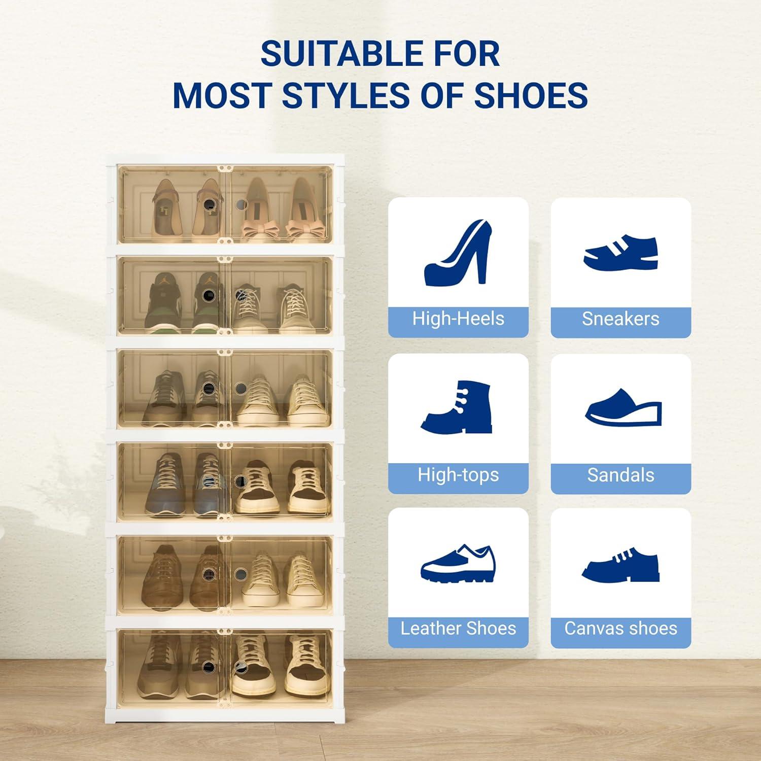image:imageFLEXIMOUNTS Shoe Rack Organizer Storage Box 9 Tiers18 Pairs Portable Folding Shoe Rack for Closet Entryway Collapsible Shoe Cabinet with Magnetic Clear Door for Front Door Entrance9 Tiers 18 Pairs