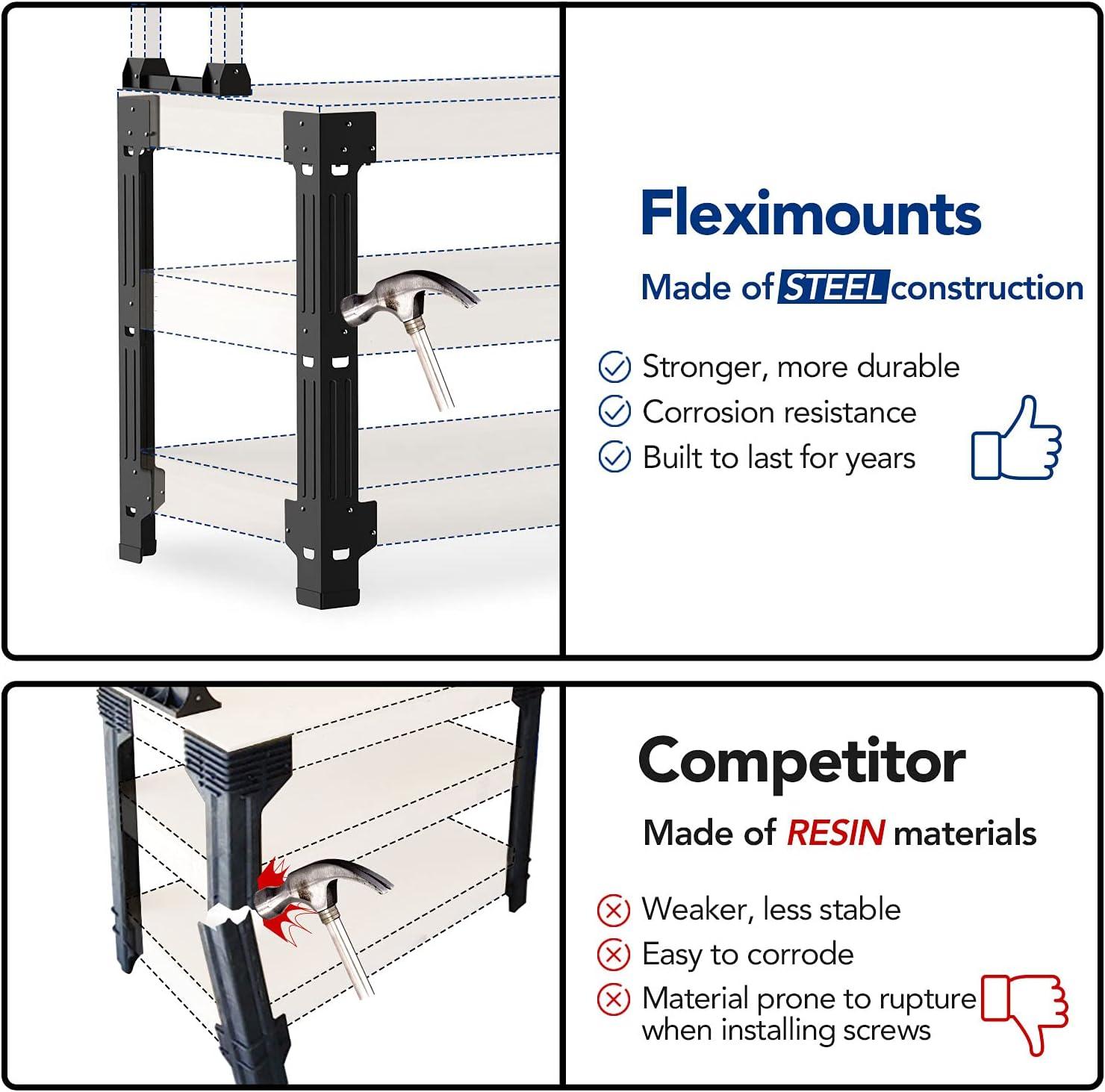 image:imageFLEXIMOUNTS Universal Steel Work Bench Leg Kit Garage Storage Shelving Frame Workbenches Customizable in Sizes and Colors Maximum 96 Length 48 Width Adjustable Height BlackLumber Not IncludedSteel Workbench