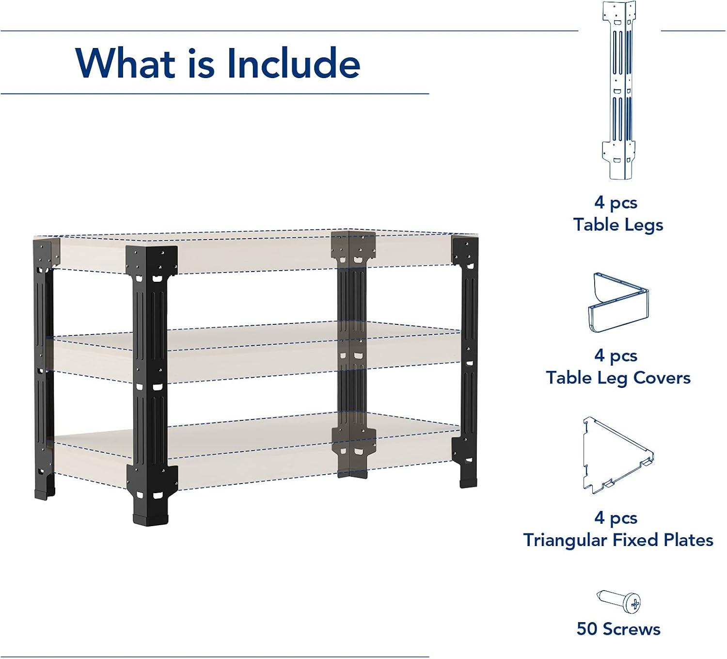 image:imageFLEXIMOUNTS Universal Steel Work Bench Leg Kit Garage Storage Shelving Frame Workbenches Customizable in Sizes and Colors Maximum 96 Length 48 Width Adjustable Height BlackLumber Not IncludedSteel Workbench