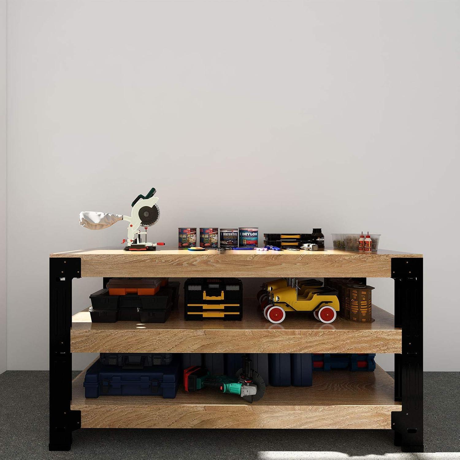 image:imageFLEXIMOUNTS Universal Steel Work Bench Leg Kit Garage Storage Shelving Frame Workbenches Customizable in Sizes and Colors Maximum 96 Length 48 Width Adjustable Height BlackLumber Not IncludedSteel Workbench