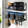 image:imageFLEXIMOUNTS 2Pack 2x4ft Garage Wall Shelving  Heavy Duty Garage Storage Rack 660lbs Load Capacity with Brace Guardrail Organization System for Tools Bins Utility Room Pro Series2X4ft2pcs with 4 hooks