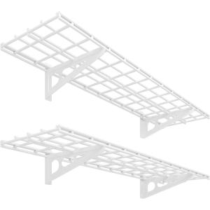 FLEXIMOUNTS 12-inch-by-72-inch Wall Shelf Garage Storage Rack Wall Mounted Floating Shelves,1x6ft,Black, 2-Pack, Classic Series(White)