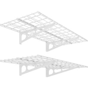 FLEXIMOUNTS 2-Pack 2x4ft 24-inch-by-48-inch Wall Shelf Garage Storage Rack Wall Mounted Floating Shelves, Black, Classic Series(White)