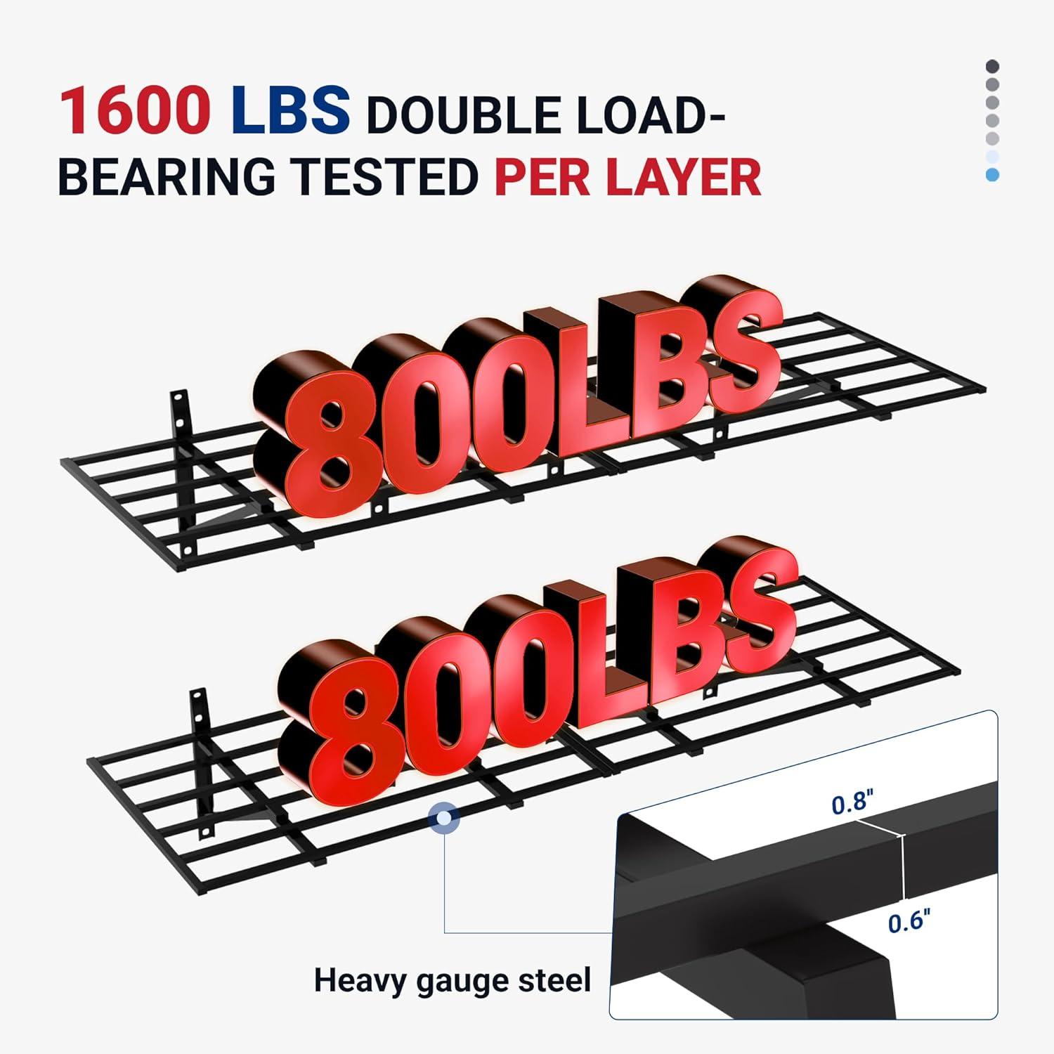 image:imageFLEXIMOUNTS 2x6ft Heavy Duty Garage Storage Wall Shelving 1600lbs Load Capacity 2 Pack Wall Mounted Storage Rack 24x75 inch Rack Floating Shelves for Garage Organization Snap Assembly Pro Series2pack 2x6ft1600lbs