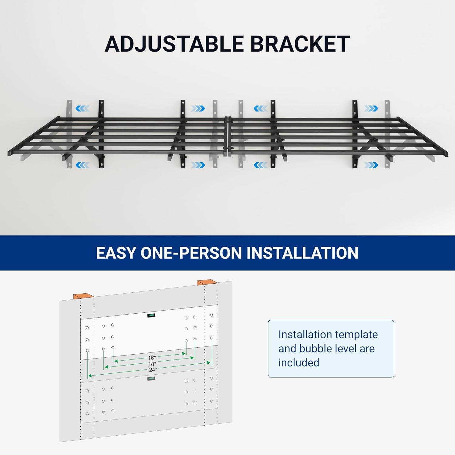 image:imageFLEXIMOUNTS 2x6ft Heavy Duty Garage Storage Wall Shelving 1600lbs Load Capacity 2 Pack Wall Mounted Storage Rack 24x75 inch Rack Floating Shelves for Garage Organization Snap Assembly Pro Series2pack 2x6ft1600lbs